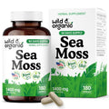 Wild & Organic Sea Moss Capsules - Irish Sea Moss Complex with Bladderwrack & Burdock Root for Overall Well-Being - 180 Vegan Capsules