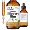 Wild & Organic Slippery Elm Liquid Drops - Lung, Digestive & Women's Support - Slippery Elm Bark Extract Tincture - Ulmus Rubra Supplement - Vegan, Sugar & Alcohol-Free - 4 fl oz