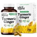 Wild & Organic Turmeric & Ginger Capsules | Mobility & Immune Support | 180 Count | Vegan
