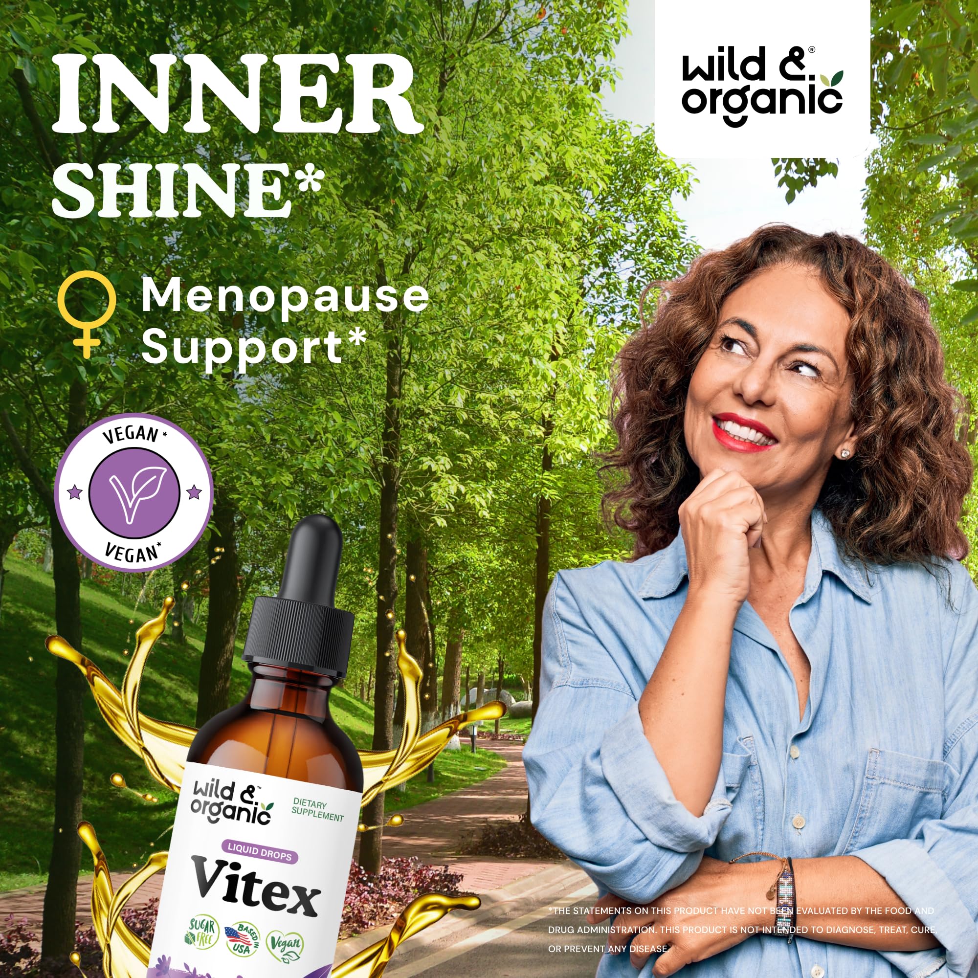 Wild & Organic Vitex Tincture for Perimenopause & Mood Support | Vegan, Alcohol-Free Chasteberry Drops – 2 fl oz