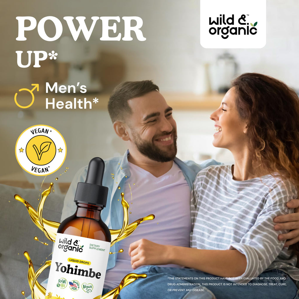 Wild & Organic Yohimbe Drops - 5 mg Yohimbine, Vegan & Alcohol-Free, 2 fl oz