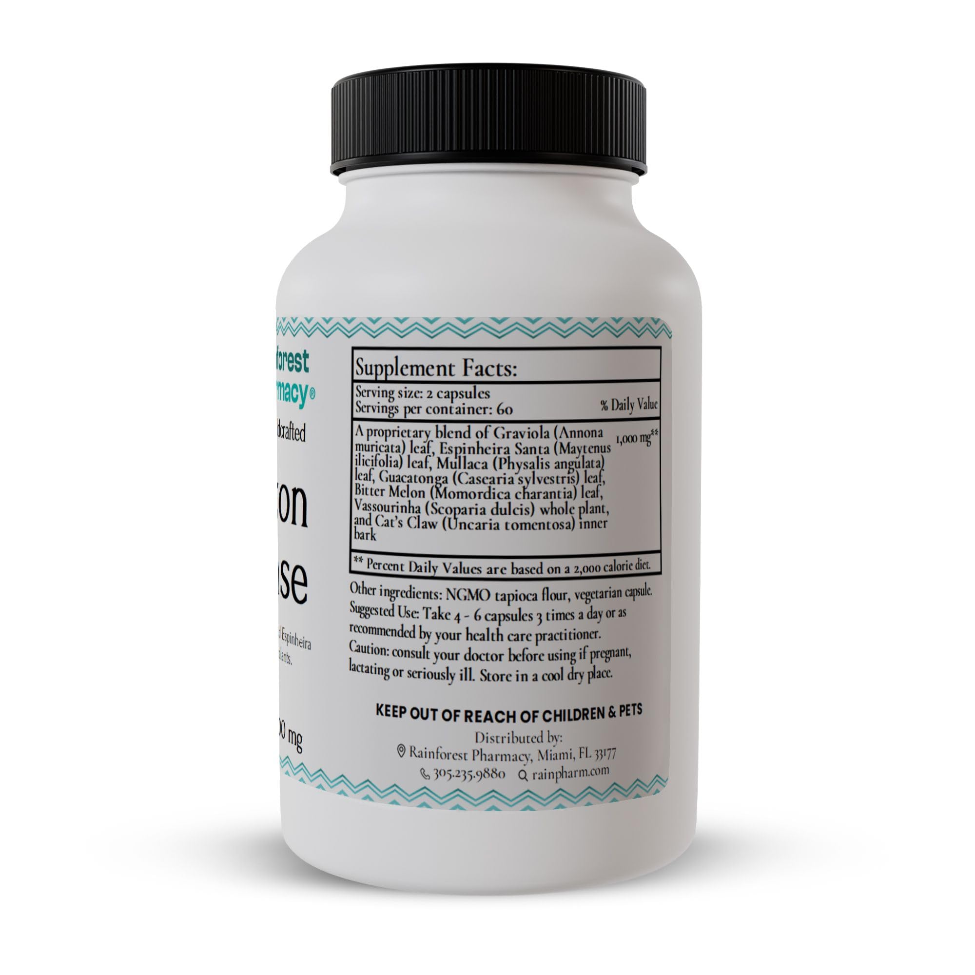 Rainforest Pharmacy N-Tense Soursop Graviola Capsules 500mg – 120 Vegetarian Capsules