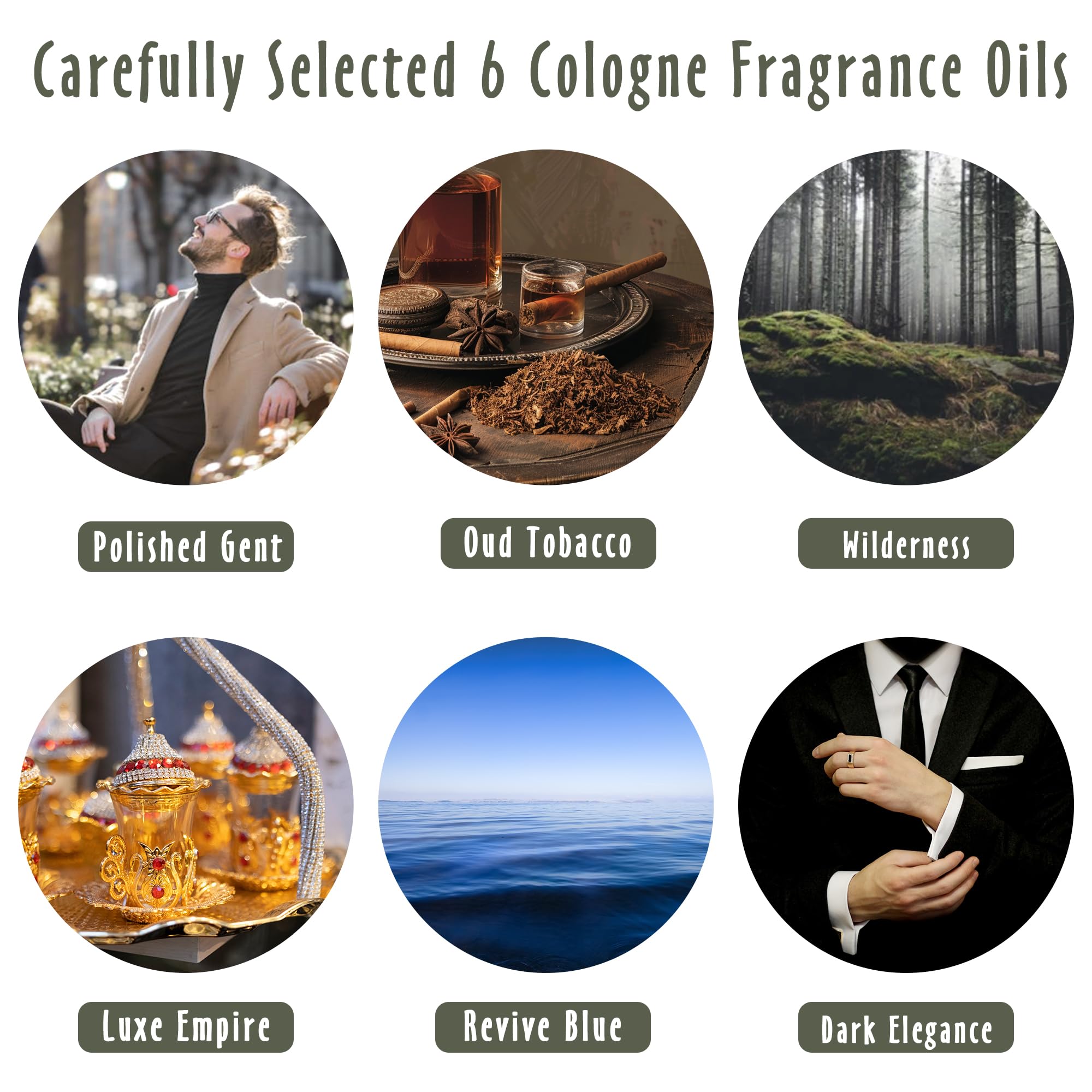 MitFlor Cologne Essential Oils Set – 6x10ml Diffuser Fragrance Oils Gift