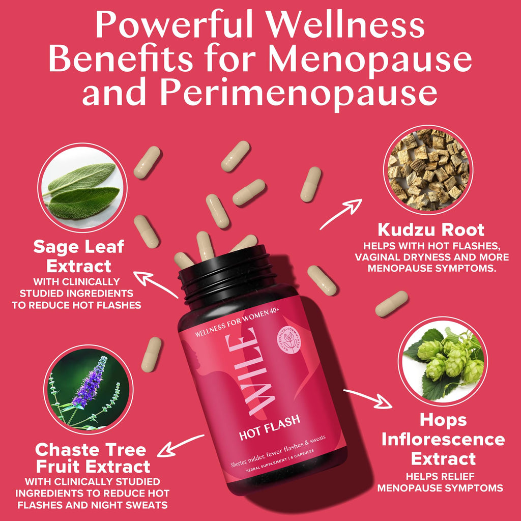 WILE Menopause & Perimenopause Supplements — Hot Flashes, Sleep Support, Kudzu Root
