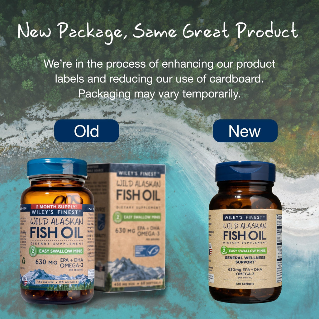 Wiley's Finest Wild Alaskan Fish Oil Easy Swallow Minis – 630mg EPA/DHA | 120 Mini Softgels