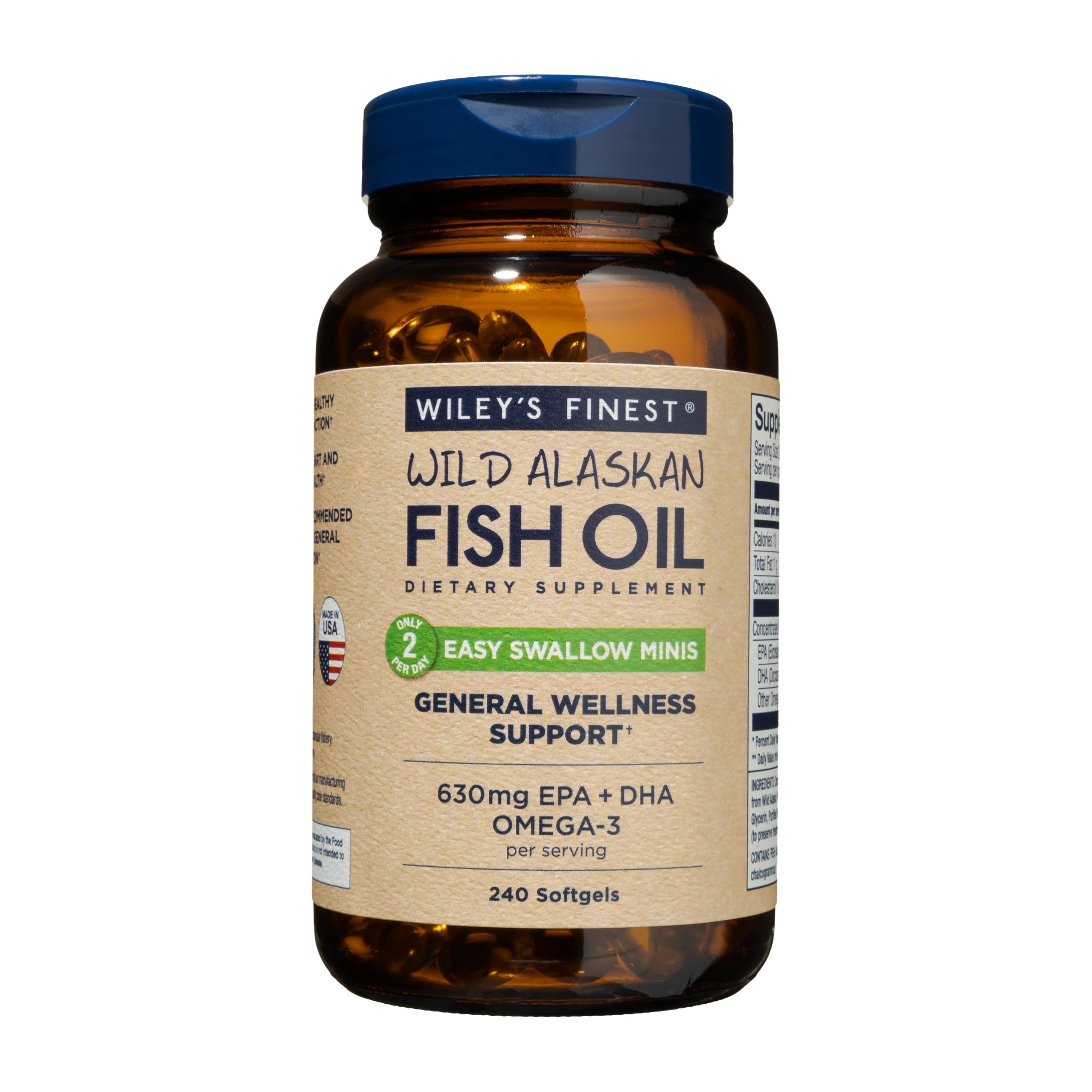 Wiley's Finest Easy Swallow Minis – Double-Strength Omega-3 630mg EPA/DHA