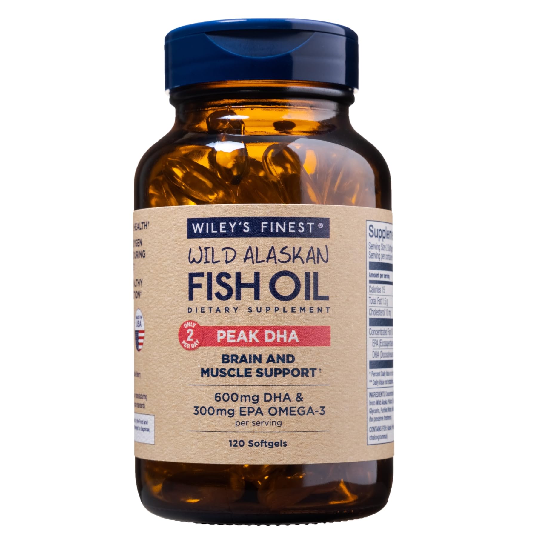 Wiley's Finest Wild Alaskan Fish Oil Peak DHA 900 mg - 120 Softgels