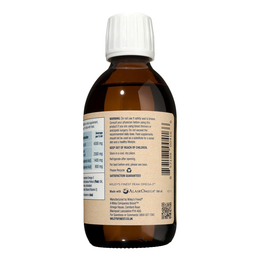 Wiley's Finest Wild Alaskan Fish Oil Peak Omega-3 Liquid - 2300mg EPA/DHA - Lemon - 8.45 oz (50 Servings)