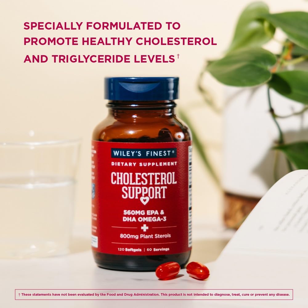 Wiley's Finest Wild Alaskan Fish Oil Cholesterol Support — Heart Health, 560mg Omega-3s, 120 Softgels
