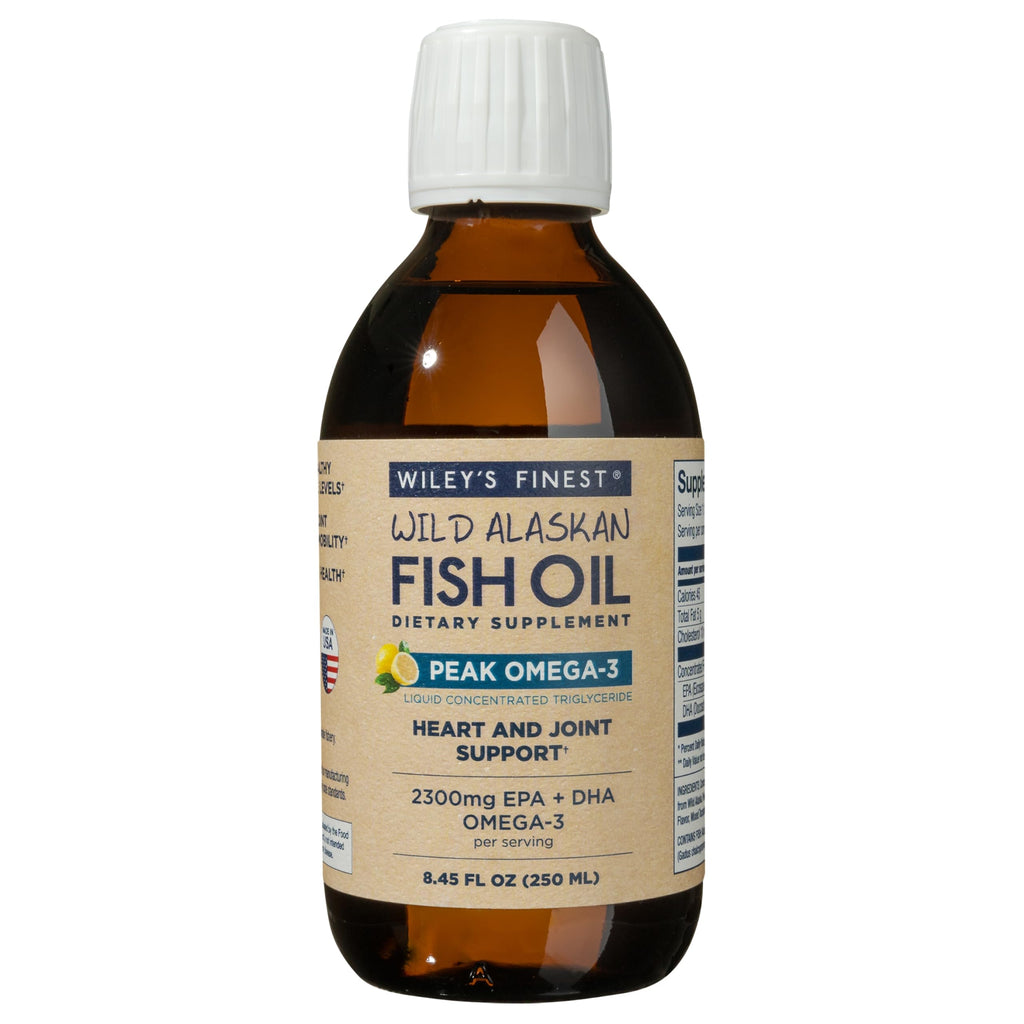 Wiley's Finest Wild Alaskan Fish Oil Peak Omega-3 Liquid - 2300mg EPA/DHA - Lemon - 8.45 oz (50 Servings)