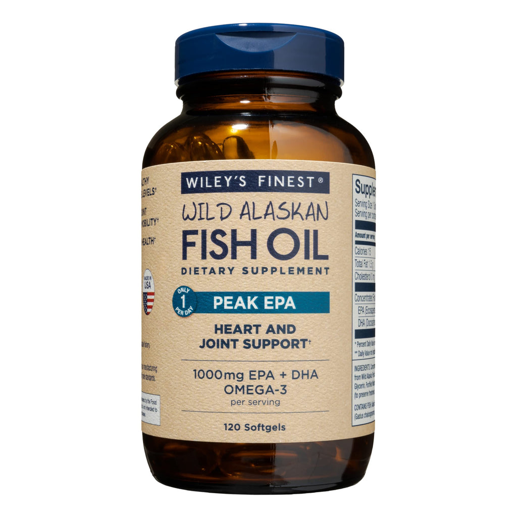 Wiley's Finest Peak EPA Wild Alaskan Fish Oil - Triple Strength 1000mg EPA/DHA - 120 Softgels