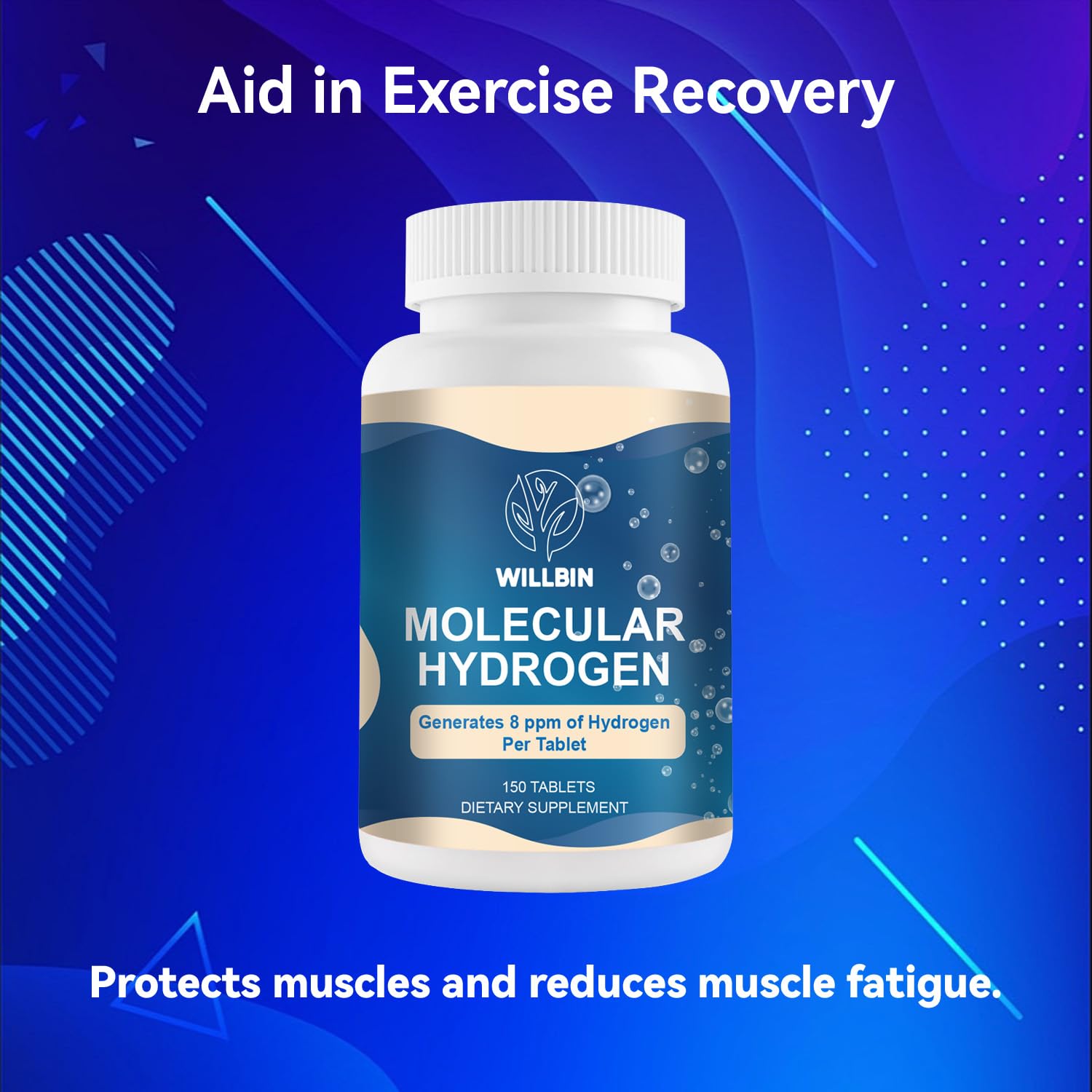 Willbin 150ct Hydrogen Water Tablets - 8ppm Fast-Dissolving, Vegan & Non-GMO