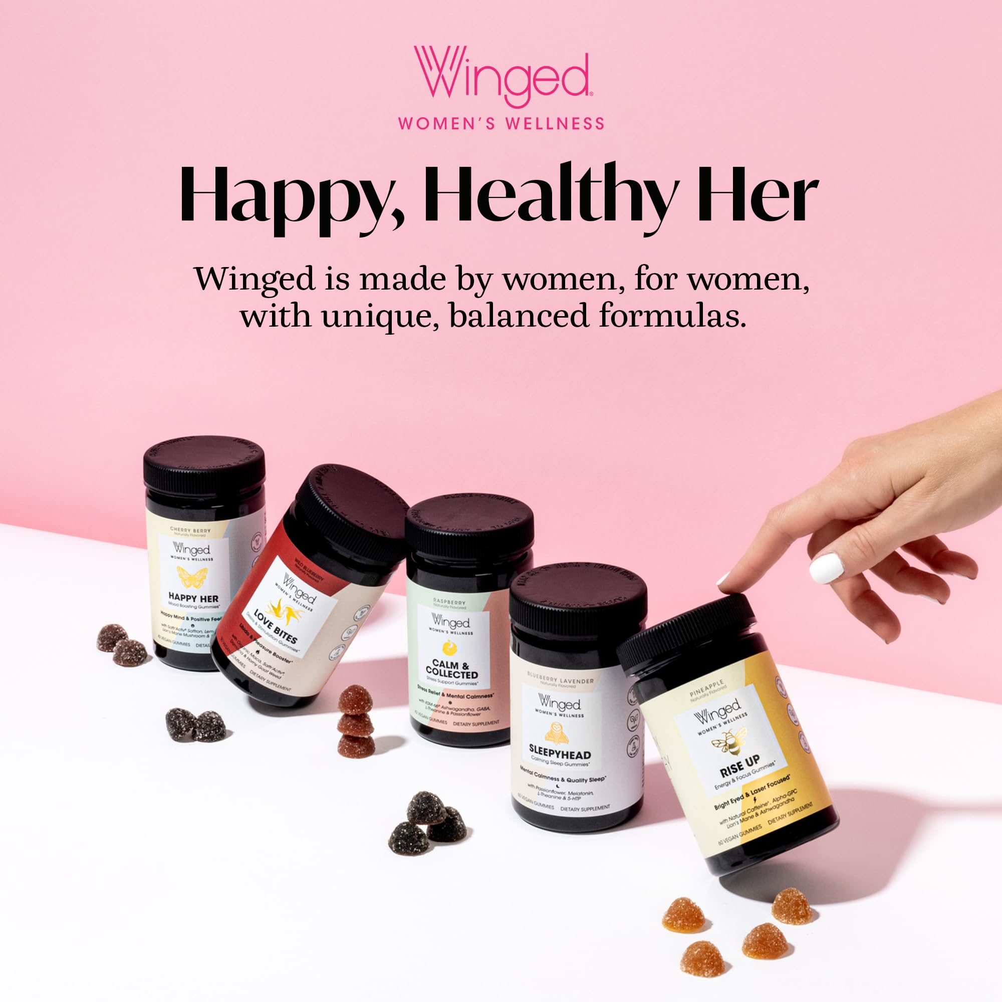 Winged Wellness Happy Her Mood Gummies - Vegan Mood Support for Women
