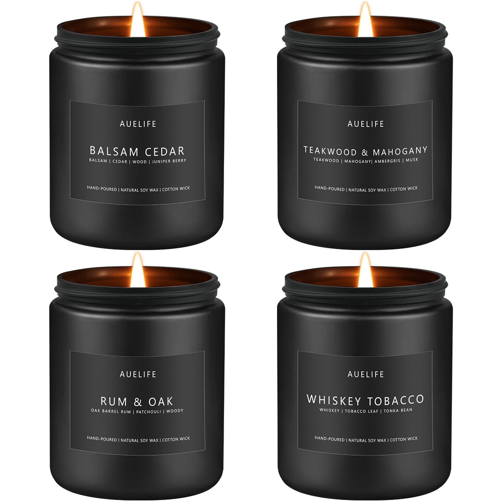 Winter Candle Gift Set for Men – 4 Soy Candles – Masculine Scents