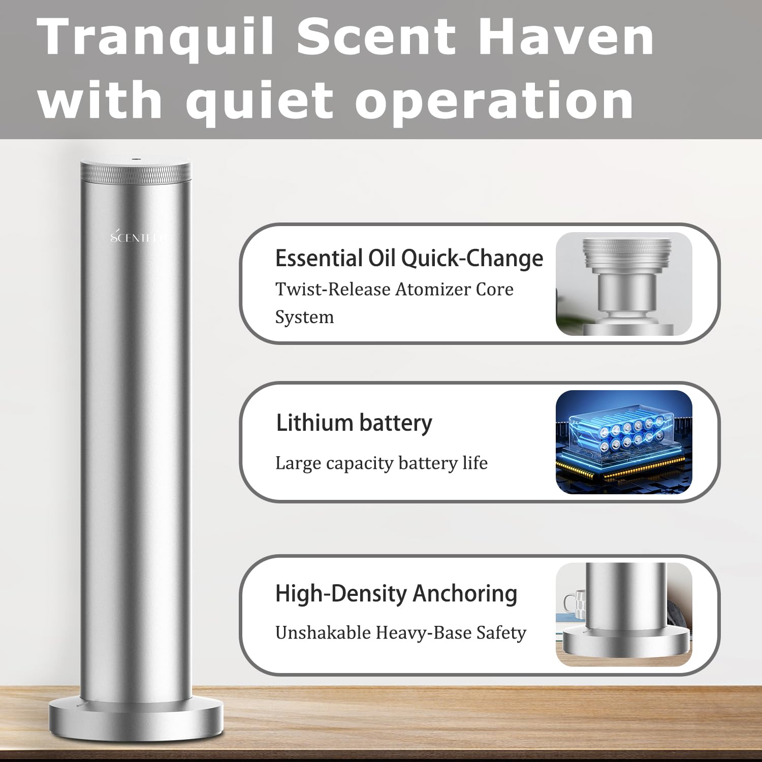 Wireless Scent Diffuser Cordless – 5000mAh Battery, App