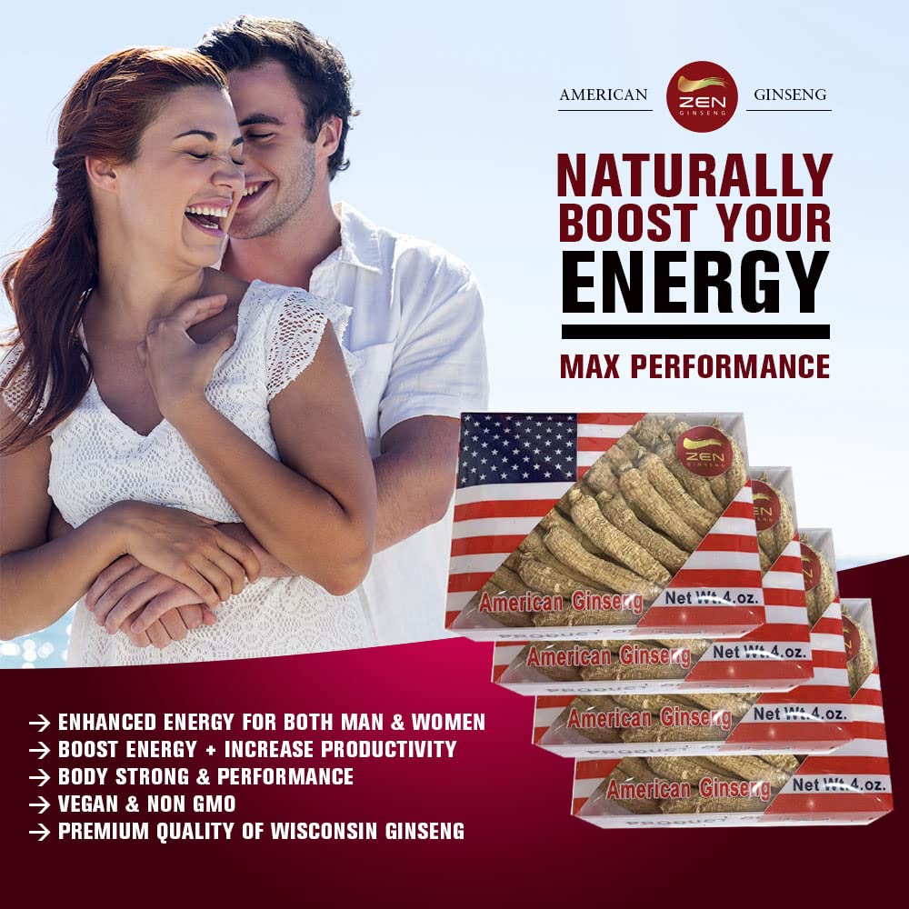 4 Boxes Hand-Selected American Ginseng Root (4oz/Box) – Panax Ginseng, 16 oz Pack