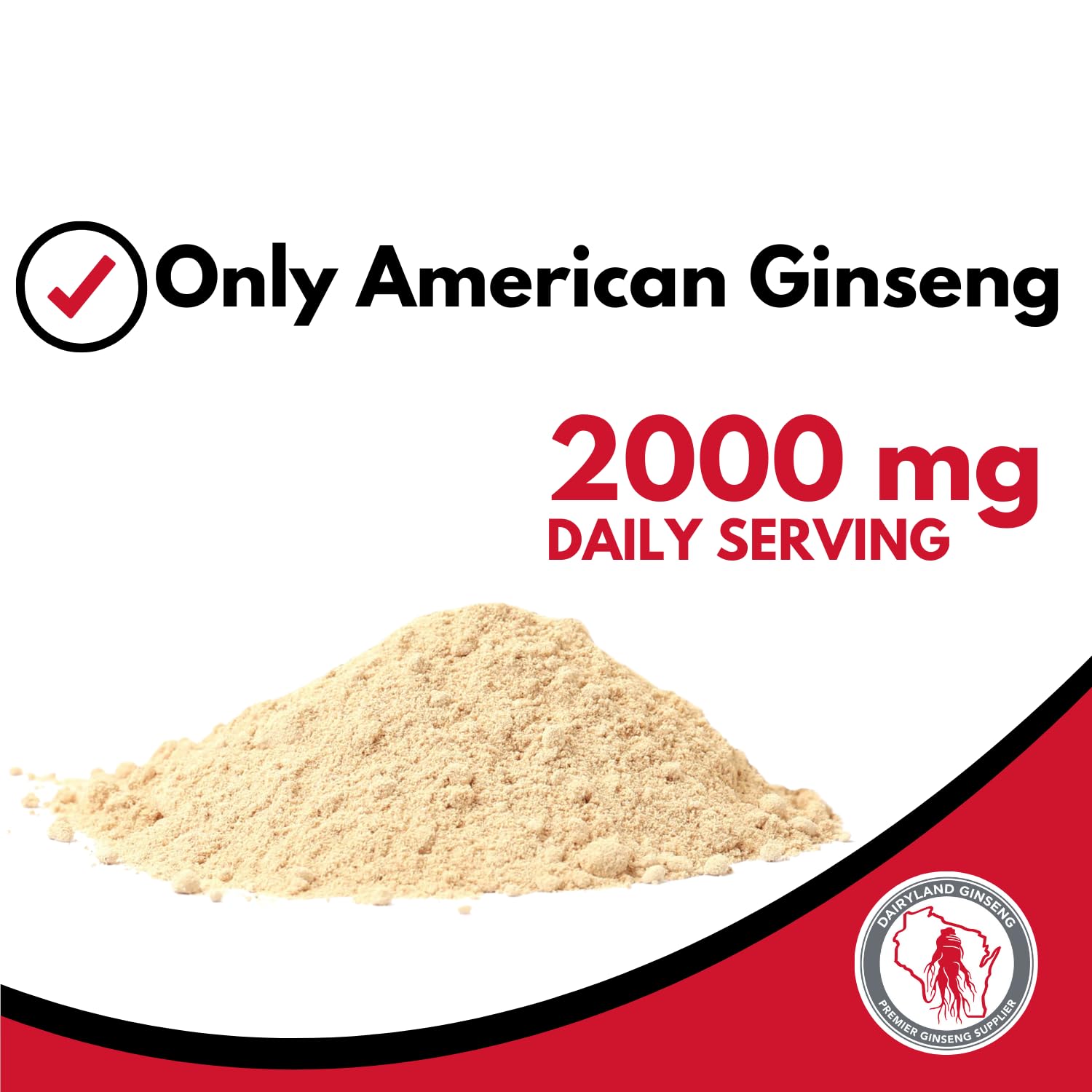 Dairyland Concentrated American Ginseng Powder 西洋参 - 8 oz Pack of Wisconsin Ginseng Powder - Non-GMO, Gluten Free - Herbal Supplement for Smoothies, Baking, Tea