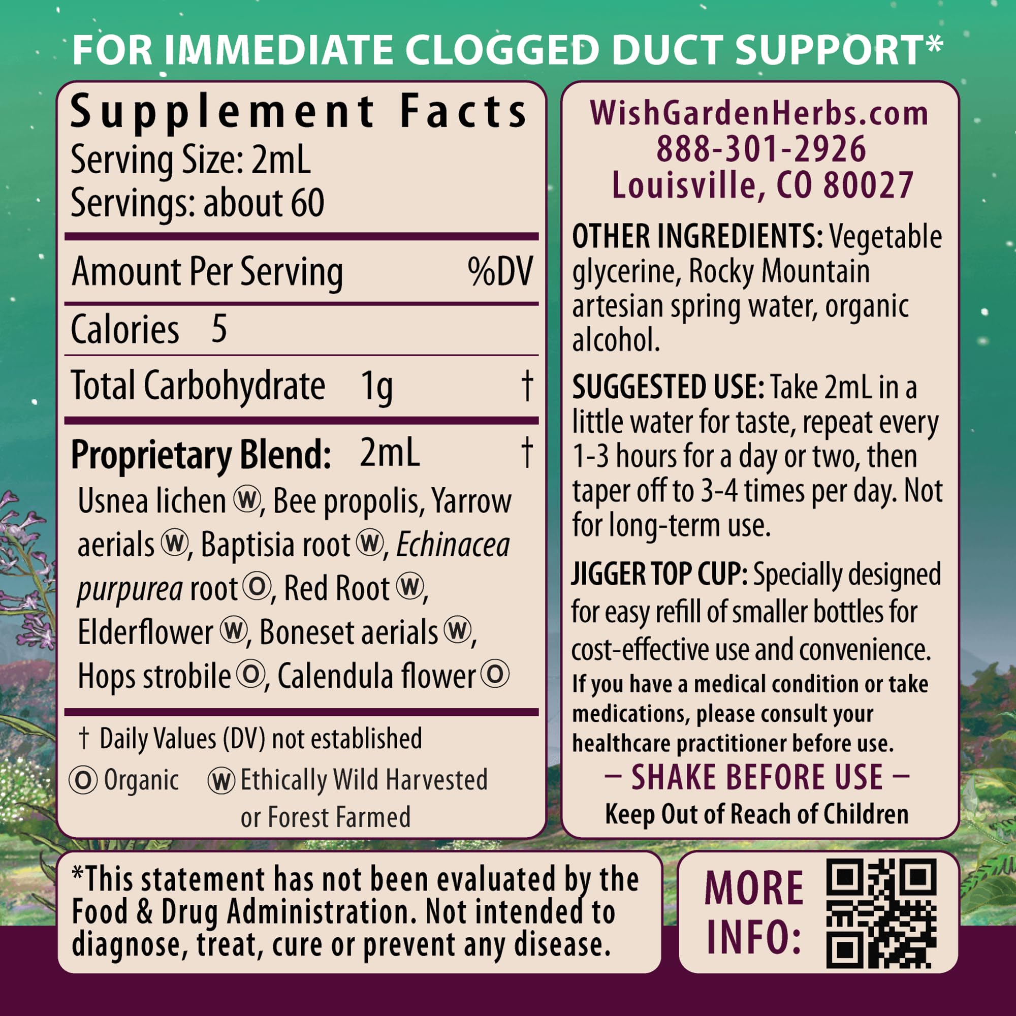 WishGarden Happy Ducts Lactation Support – Herbal Duct Relief Tincture, 4 oz