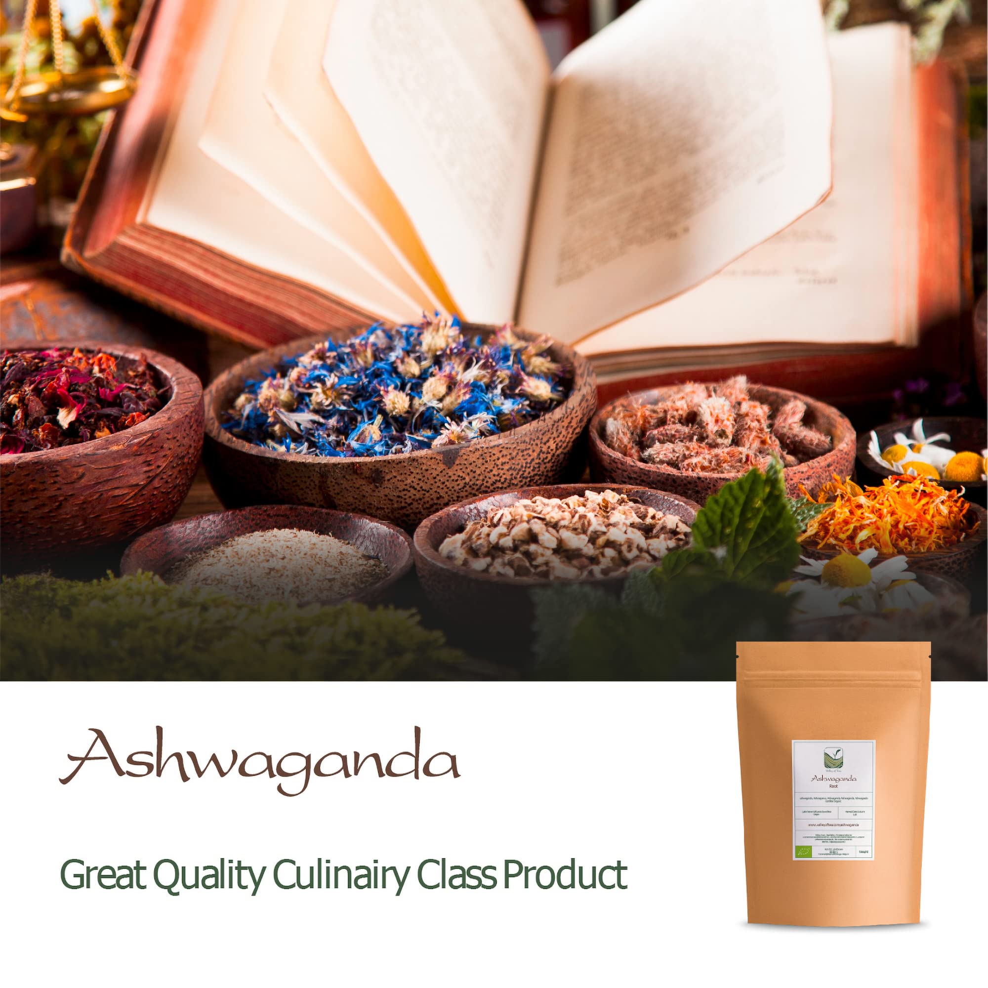 Ashwagandha Organic Root India - For Relexation - Ashwanda Roots - Ashwagonda - Indian Ginseng - Poison Gooseberry - Winter Cherry - Withania Root