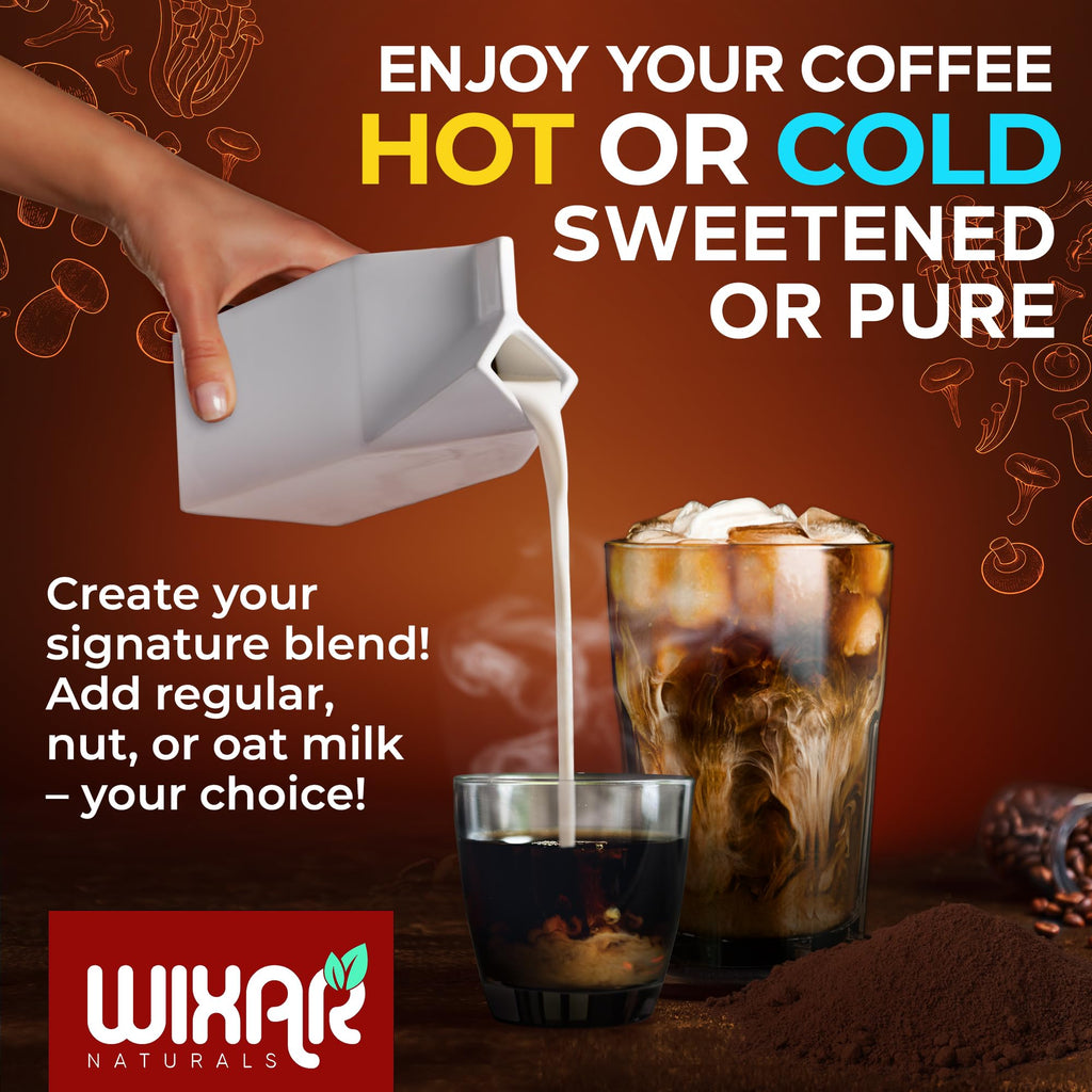 Wixar Mushroom Coffee Blend - Ten-Treasure Mushroom Instant Coffee Powder (5oz)