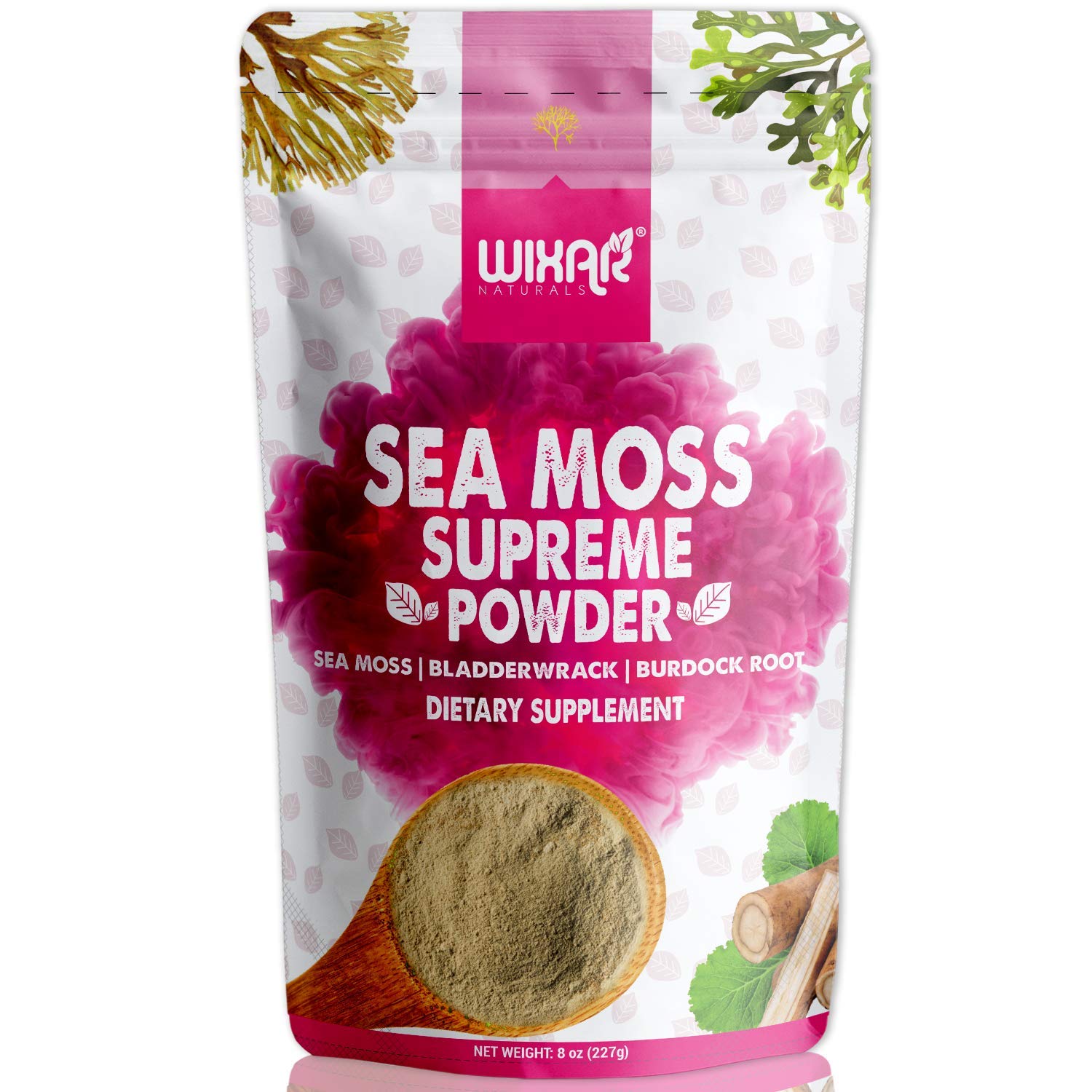 Wixar Wildcrafted Sea Moss Powder - 8oz (Irish Sea Moss + Bladderwrack)