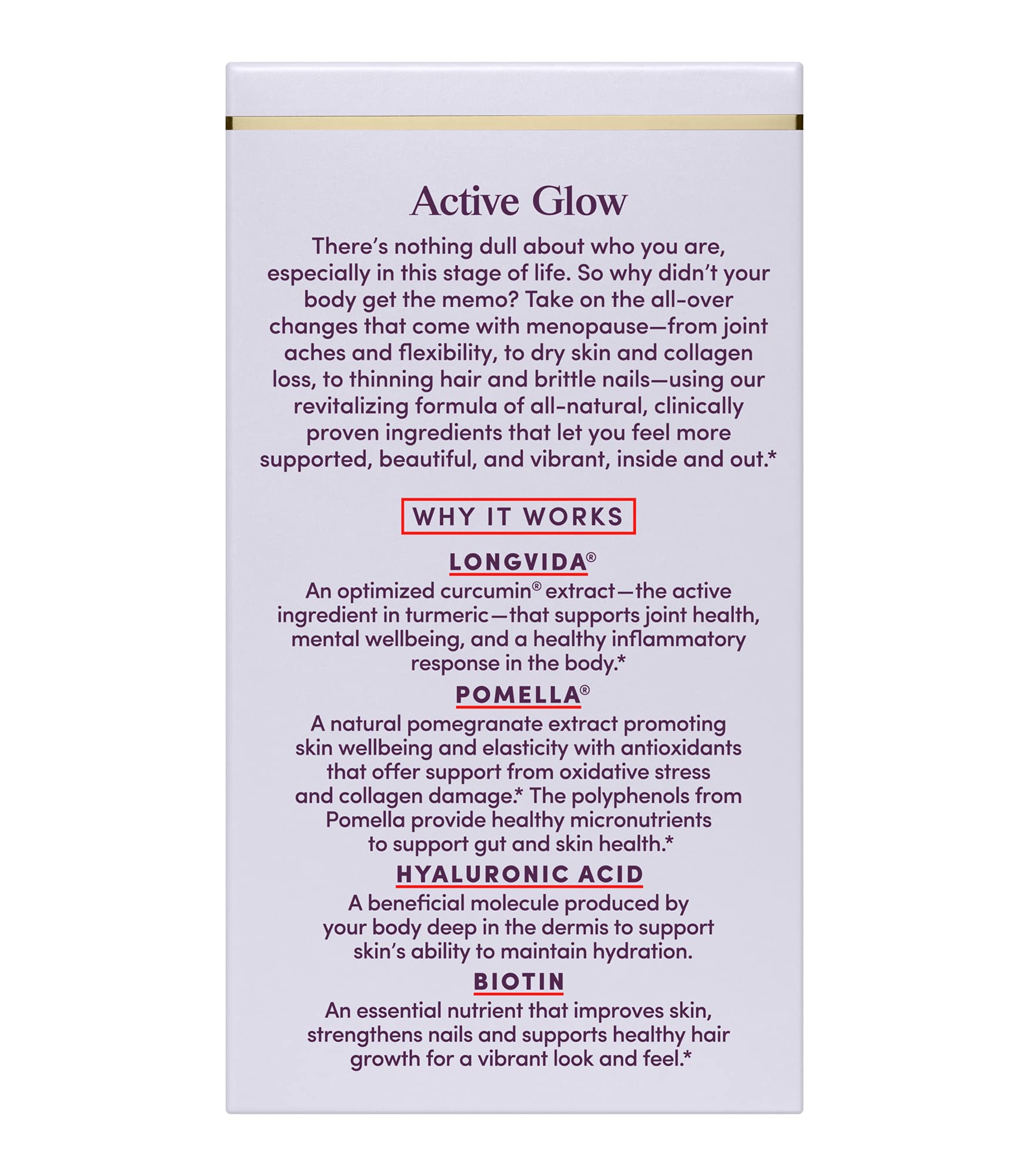 Womaness Active Glow Hair Skin & Nails Vitamins – Biotin, Hyaluronic Acid, Curcumin