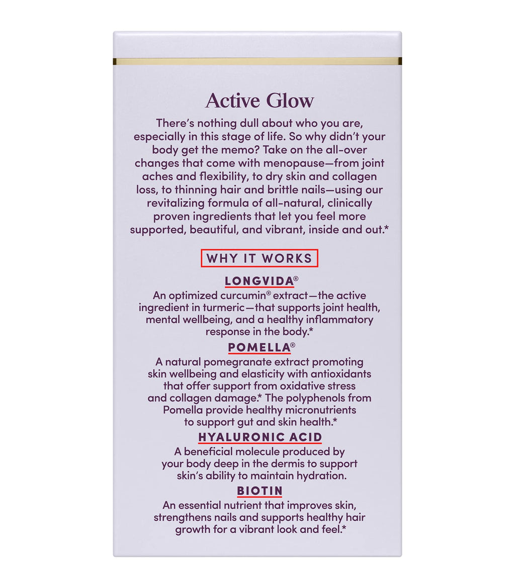 Womaness Active Glow Hair Skin & Nails Vitamins – Biotin, Hyaluronic Acid, Curcumin