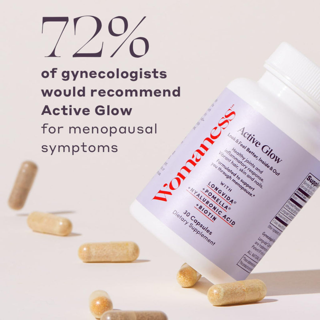 Womaness Active Glow Hair Skin & Nails Vitamins – Biotin, Hyaluronic Acid, Curcumin