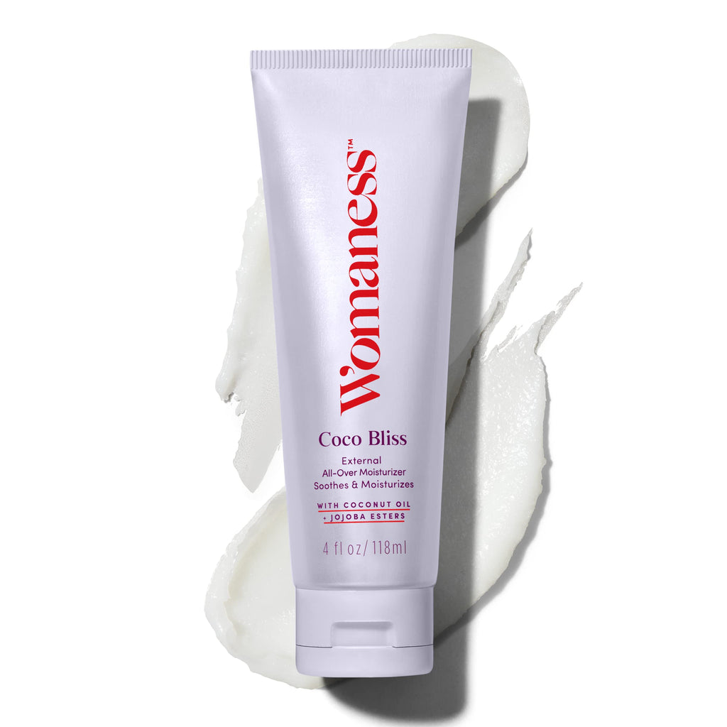 Womaness Coco Bliss Feminine Moisturizer for Dryness - Hydrating Coconut, Non-Sticky Body & Intimate Moisturizer 4oz