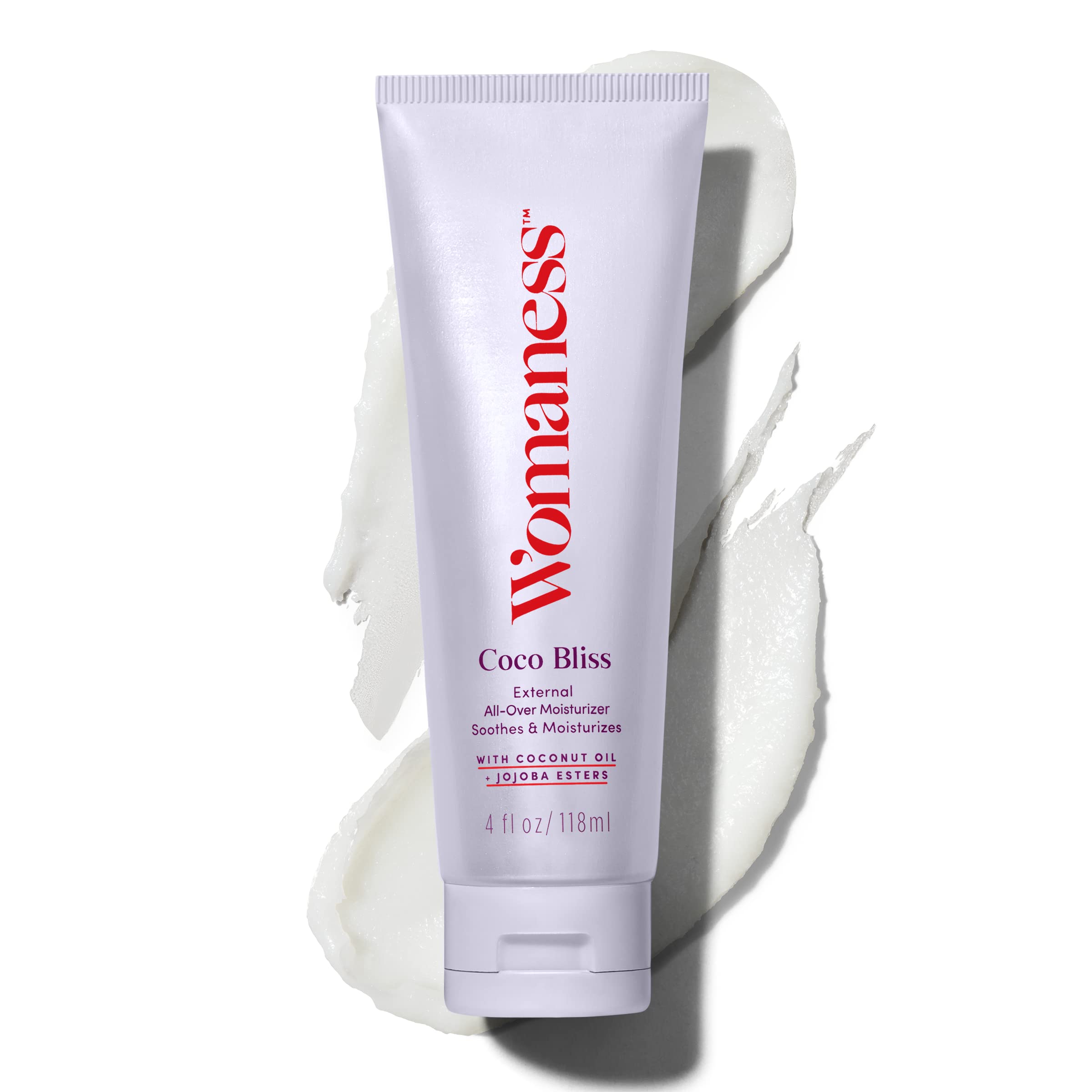 Womaness Coco Bliss Feminine Moisturizer for Dryness - Hydrating Coconut, Non-Sticky Body & Intimate Moisturizer 4oz