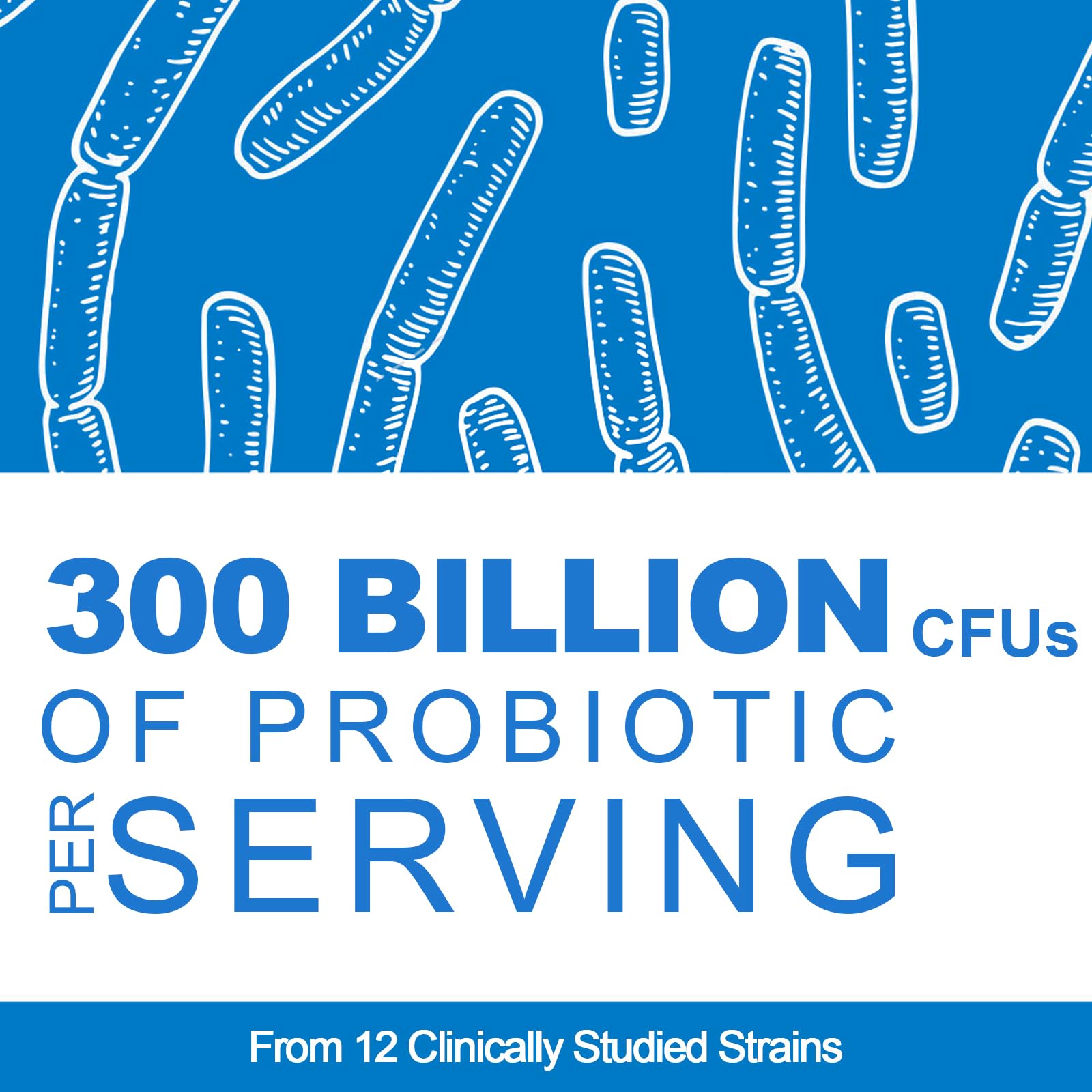 300 Billion CFU Probiotic – 12 Strains + 3 Prebiotics, Vegan