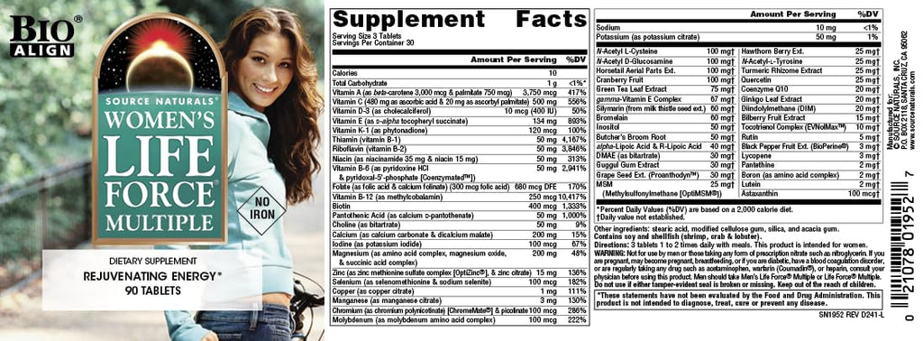 Source Naturals Women's Life Force Iron Free Multivitamin - 90 Tablets
