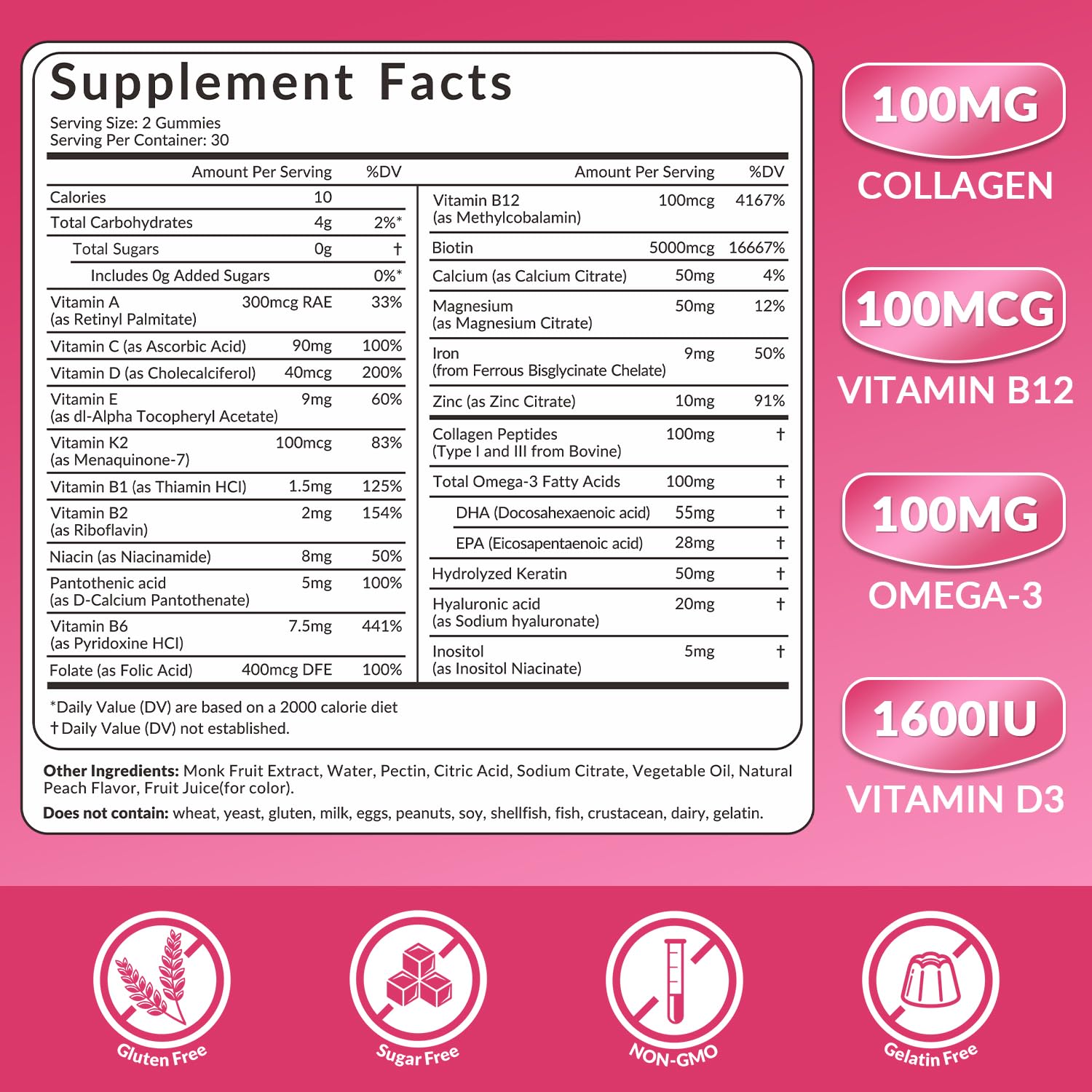 Womens Multivitamin Gummy – Collagen, Iron, Omega-3, Calcium | Sugar Free Daily Vitamins for Skin & Hair