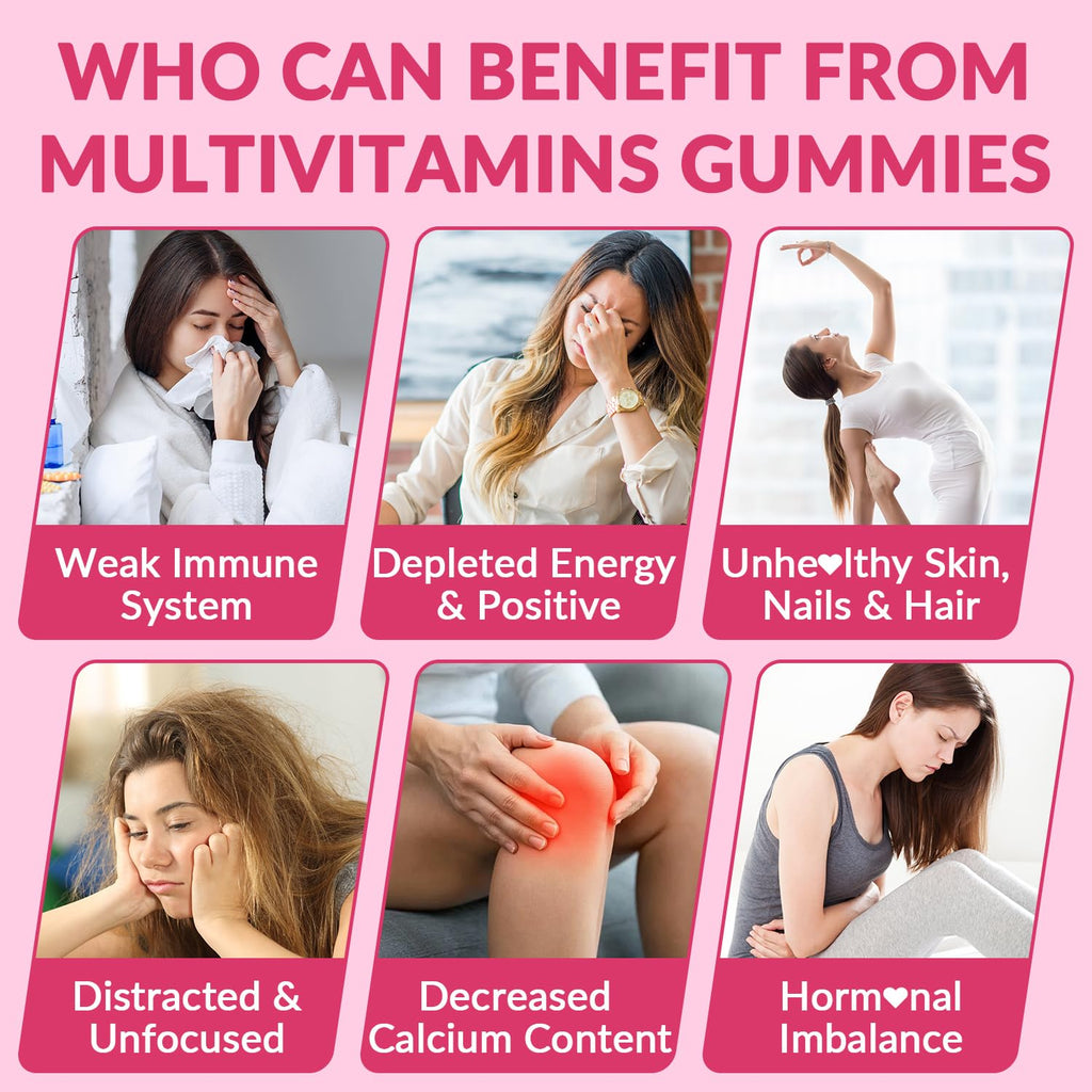 Womens Multivitamin Gummy – Collagen, Iron, Omega-3, Calcium | Sugar Free Daily Vitamins for Skin & Hair
