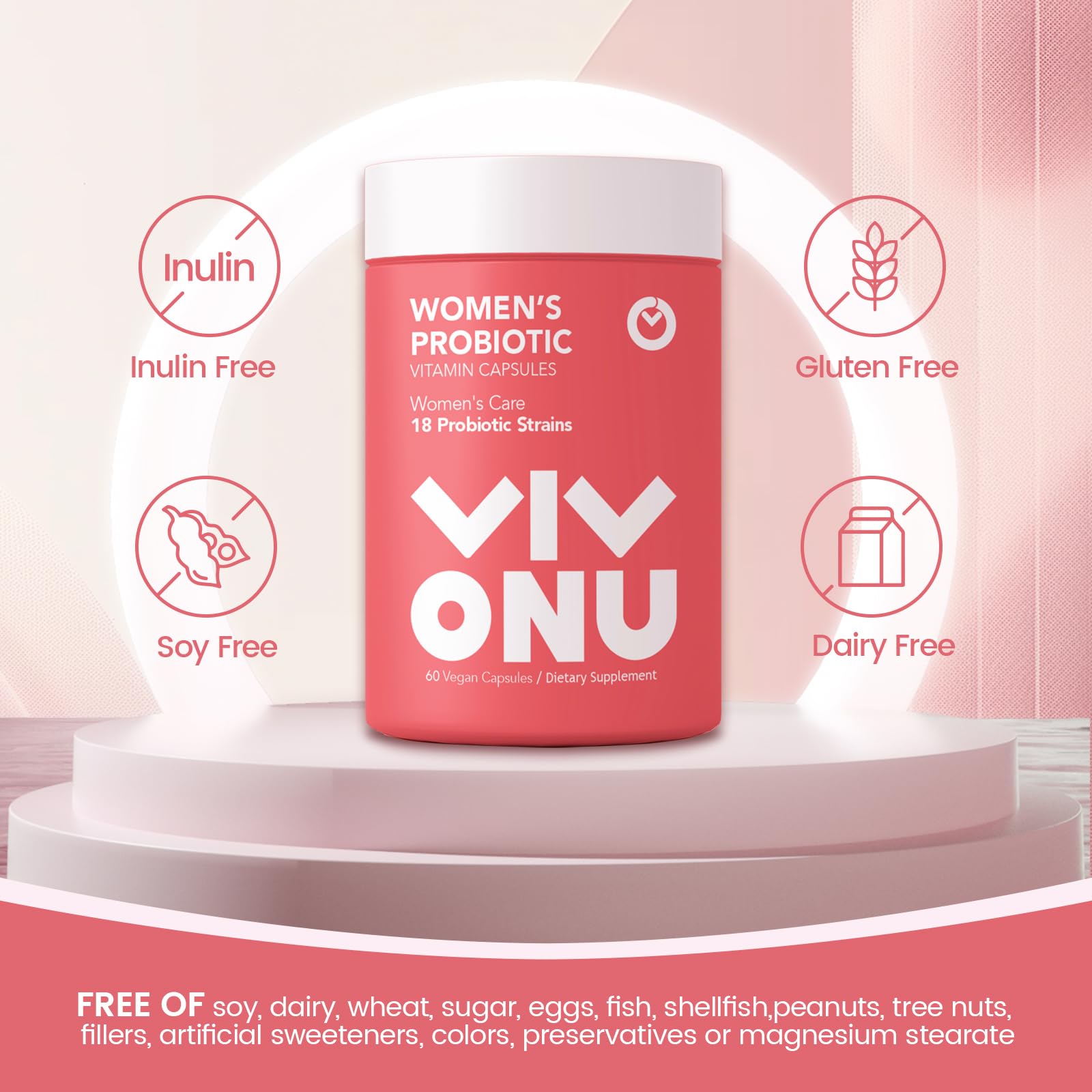 VivoNu Women's Probiotic Blend | 60 Billion CFUs, 18 Strains for Digestive, Immune & Vaginal Health