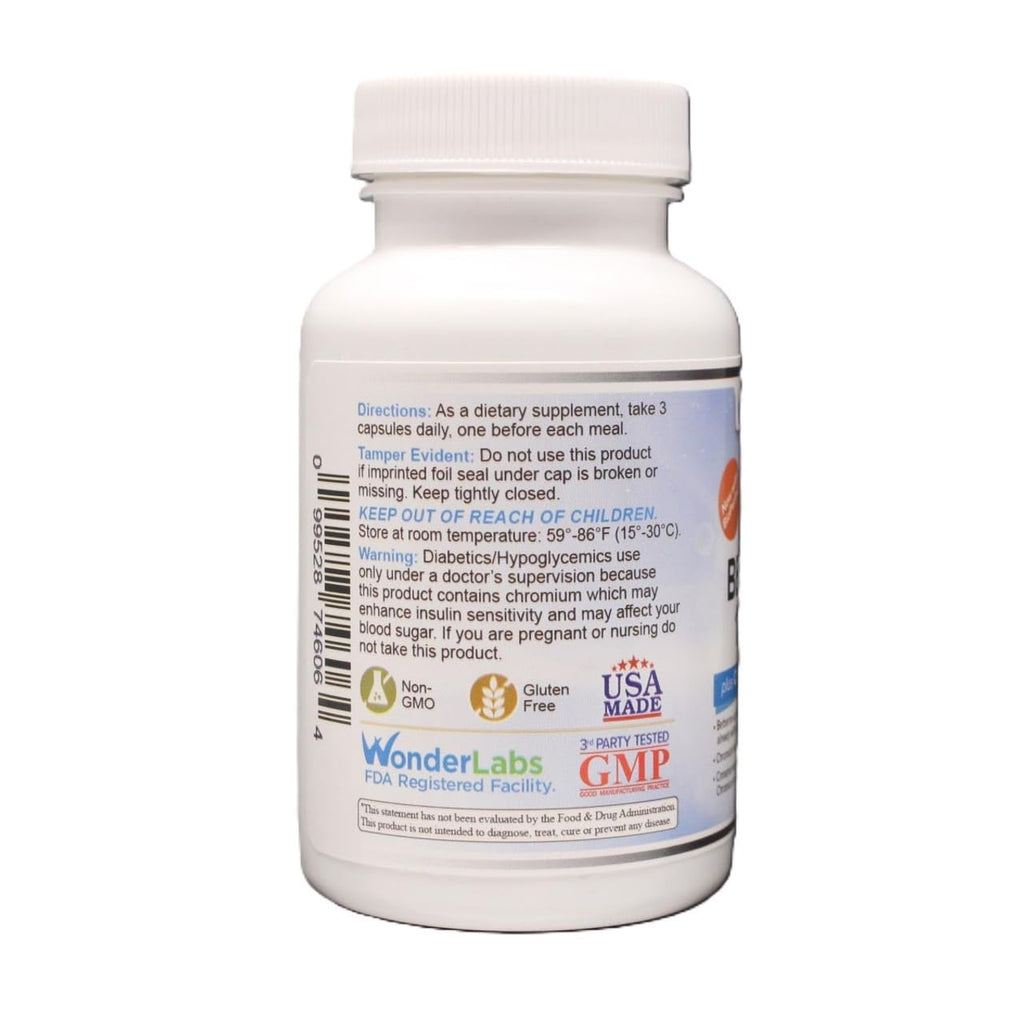 Wonder Laboratories Berberine HCL 1,500mg + Cinnamon, Chromium & Bioperine - Gluten & GMO Free | 60 Capsules