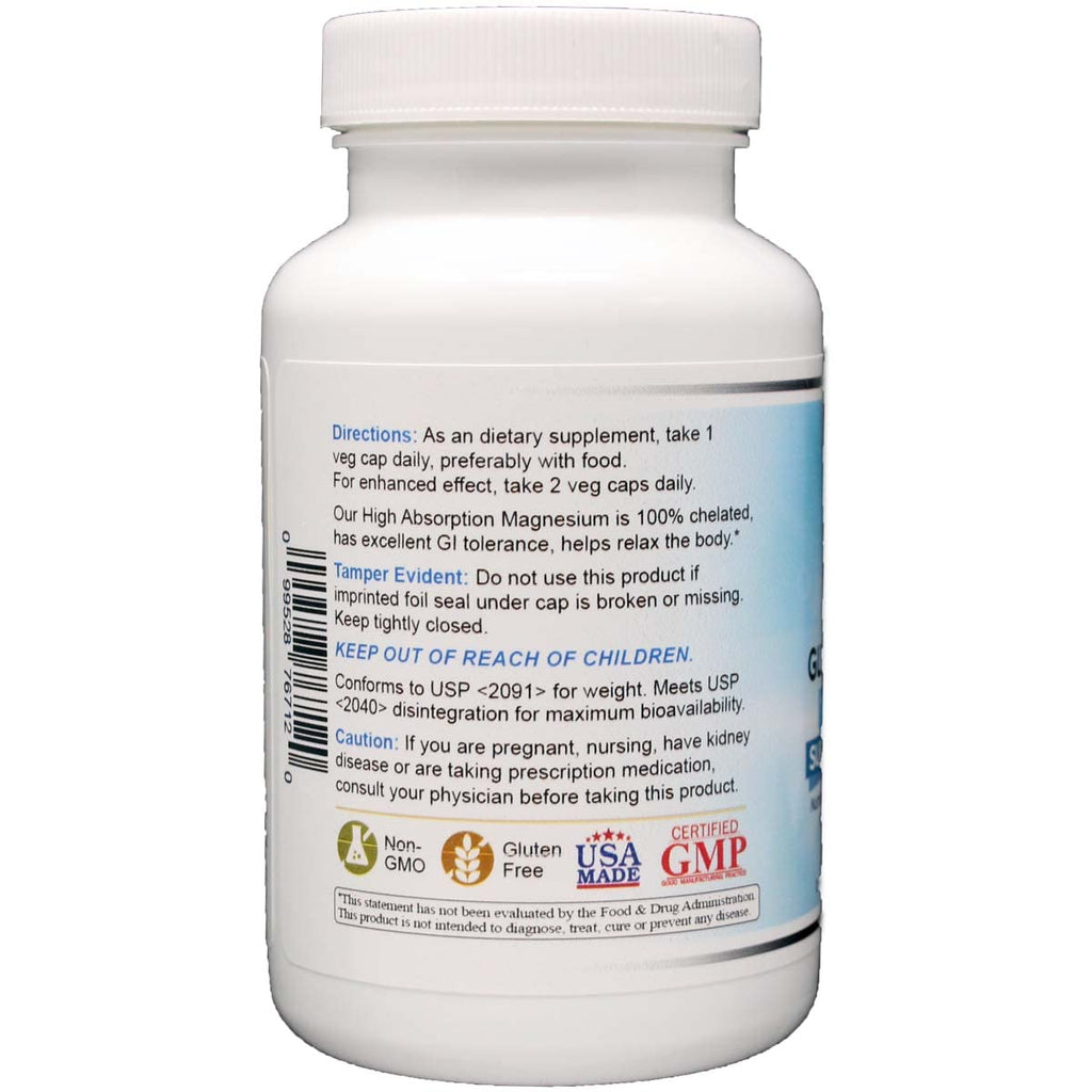 Wonder Laboratories Magnesium Glycinate 500mg – Chelated, Non-GMO, Gluten, Dairy & Soy Free (60)