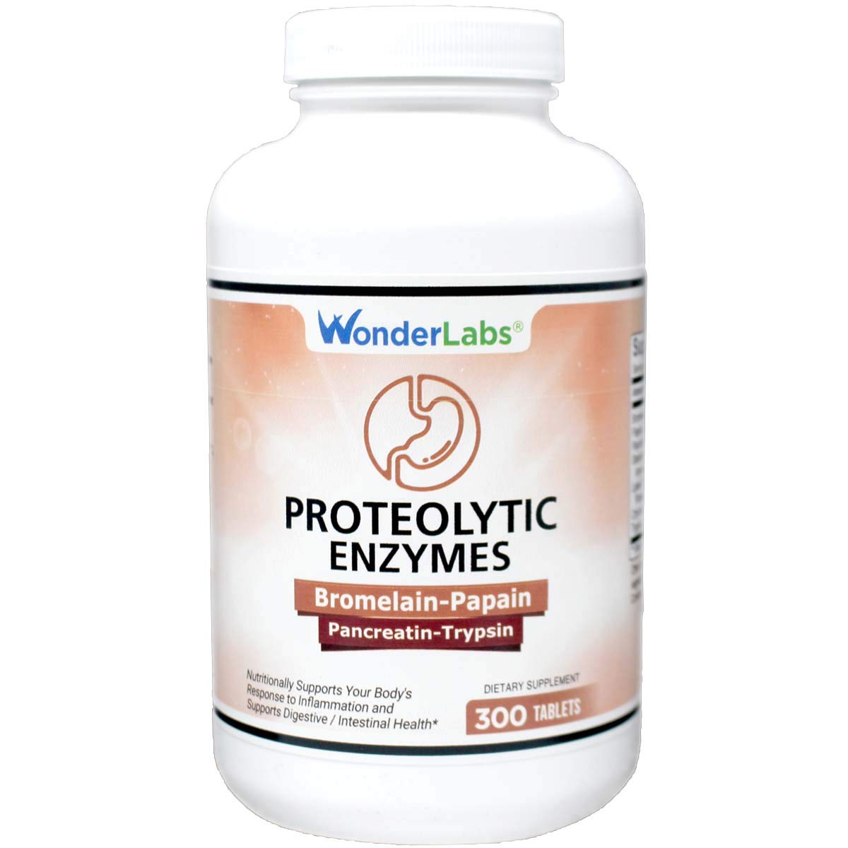 Wonder Laboratories Proteolytic Enzymes 550 mg | Bromelain, Papain, Pancreatin, 300 Tablets