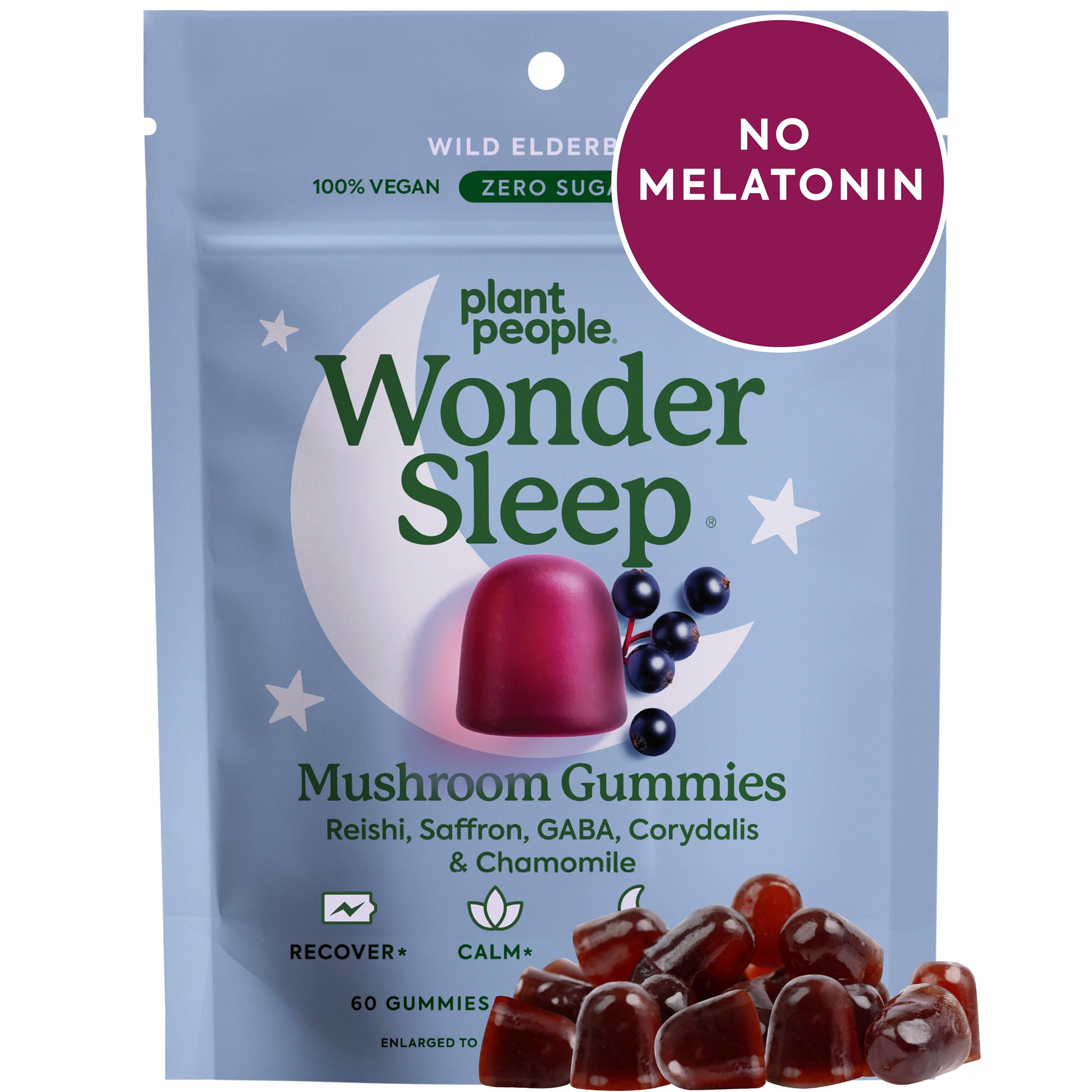 WonderSleep Mushroom Gummies for Sleep & Relaxation – Reishi & Elderberry (60 Count)