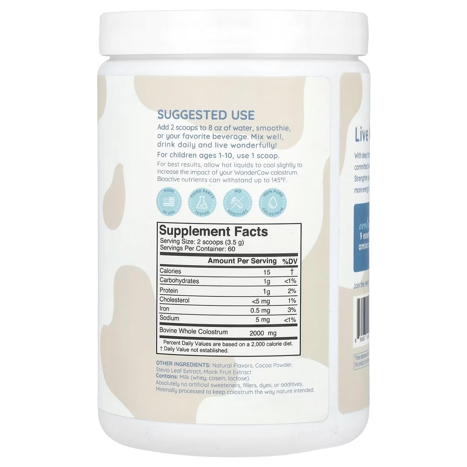 WONDERCOW Colostrum Powder | Gut Health, Immune Support & Wellness | Chocolate 60 Servings