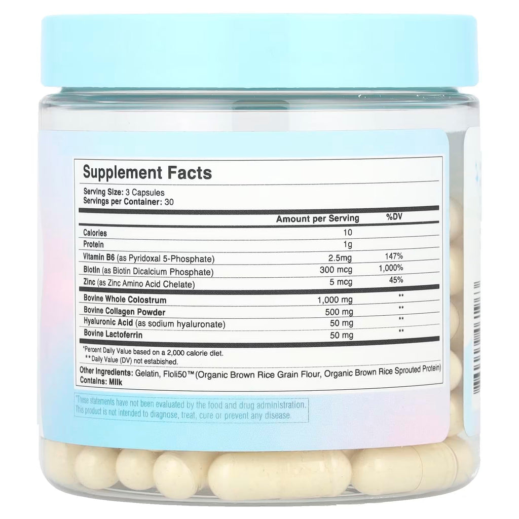 WONDERCOW WonderGlow Hair, Skin & Nails Vitamins | Bovine Colostrum, Collagen & Biotin