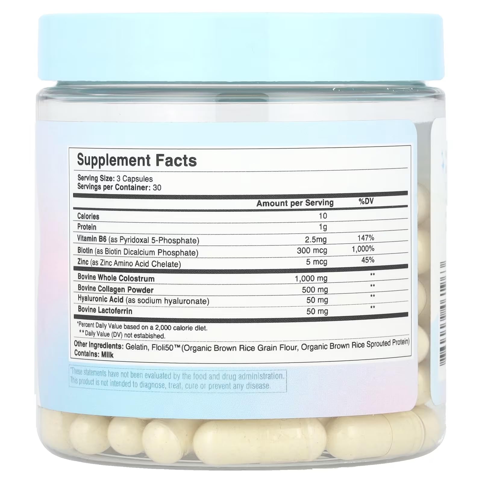 WONDERCOW WonderGlow Hair, Skin & Nails Vitamins | Bovine Colostrum, Collagen & Biotin