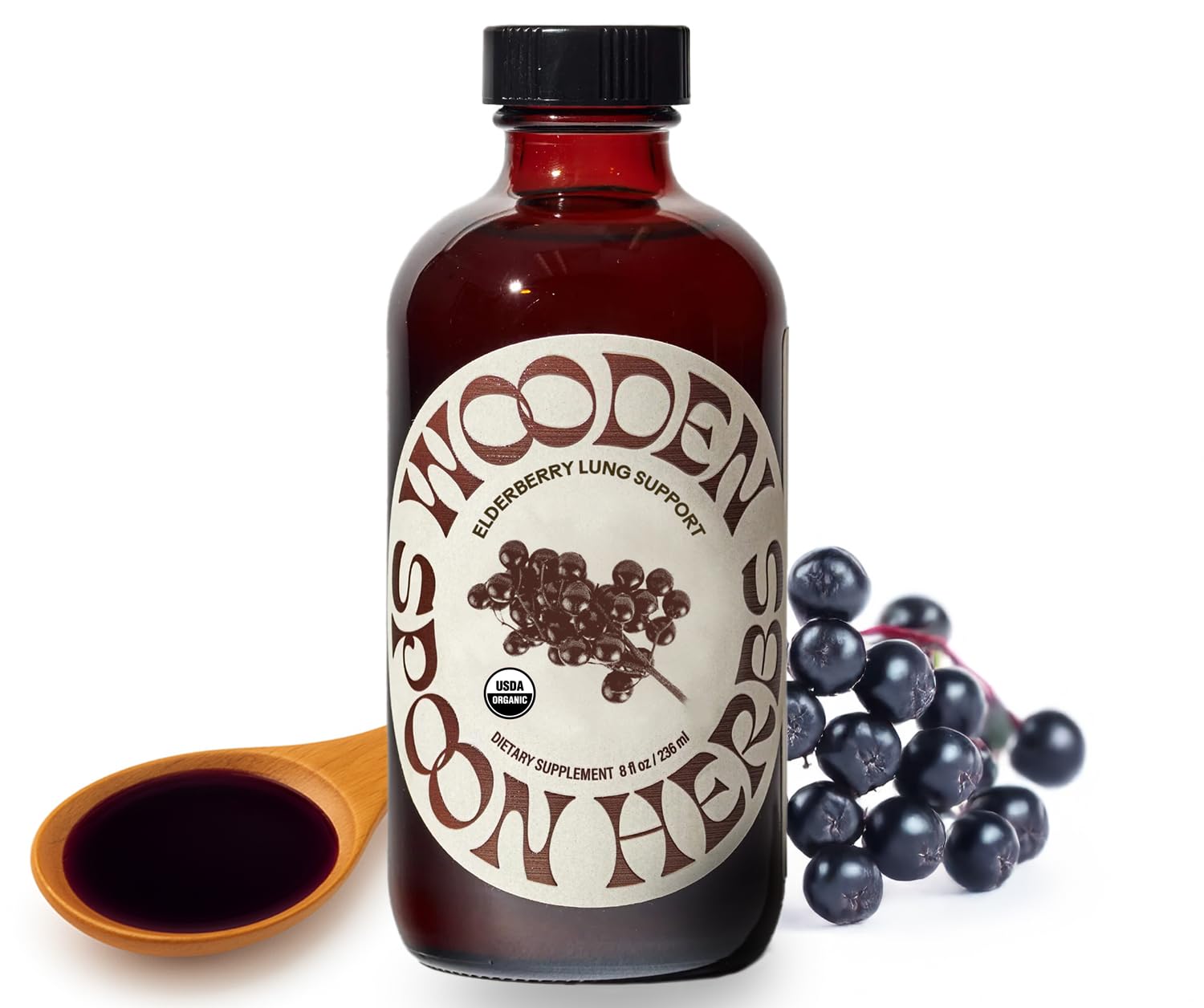 Wooden Spoon Herbs Elderberry Syrup – USDA Organic Lung & Immune Support | 8 fl oz