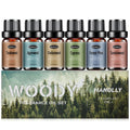Woody Essential Oils Set – 6x10ml Aromatherapy Oils for Diffuser (Sandalwood, Cedarwood, Teakwood, Agarwood, Cypress, Forest Pine)