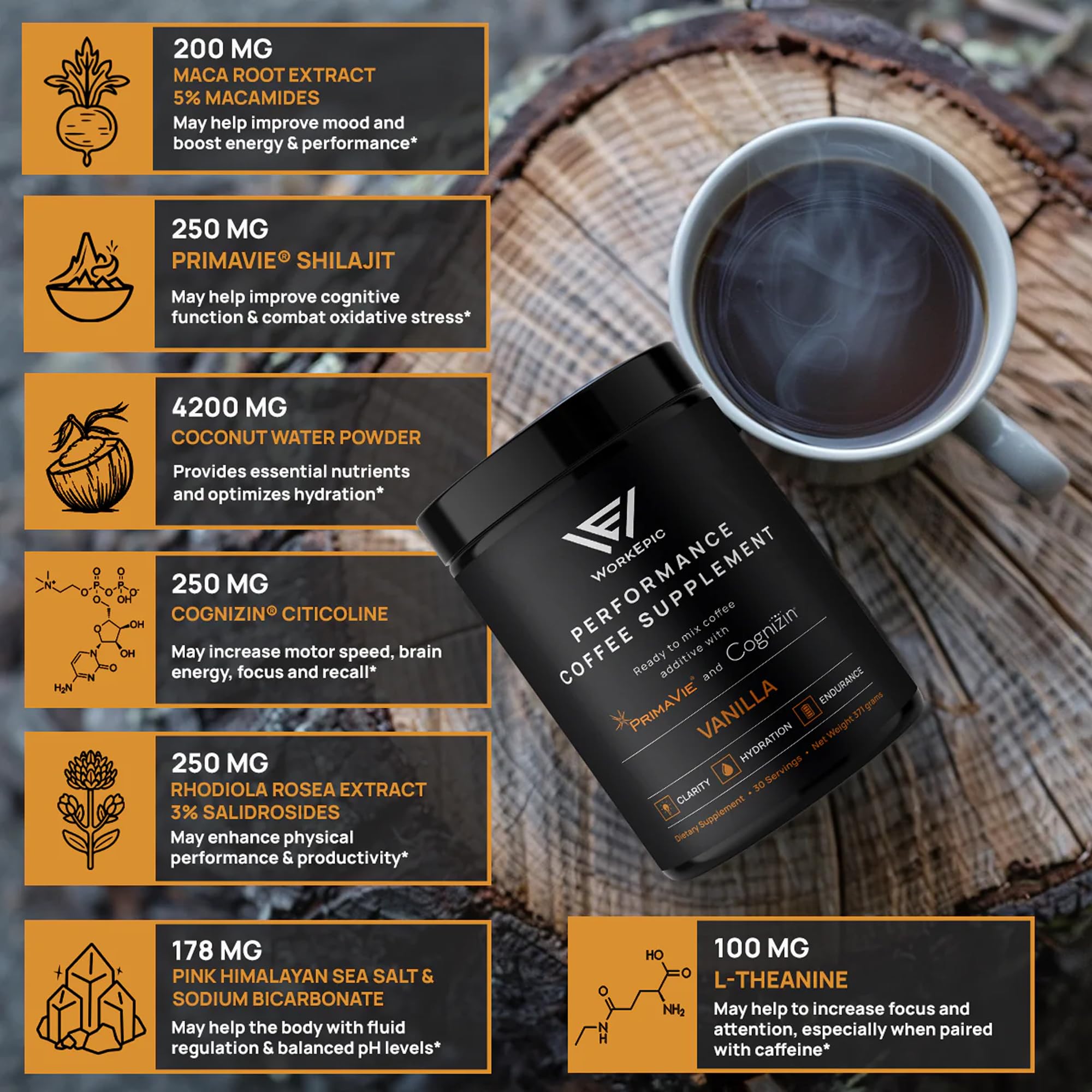 WorkEpic Performance Coffee Supplement – Endurance, Focus & Hydration