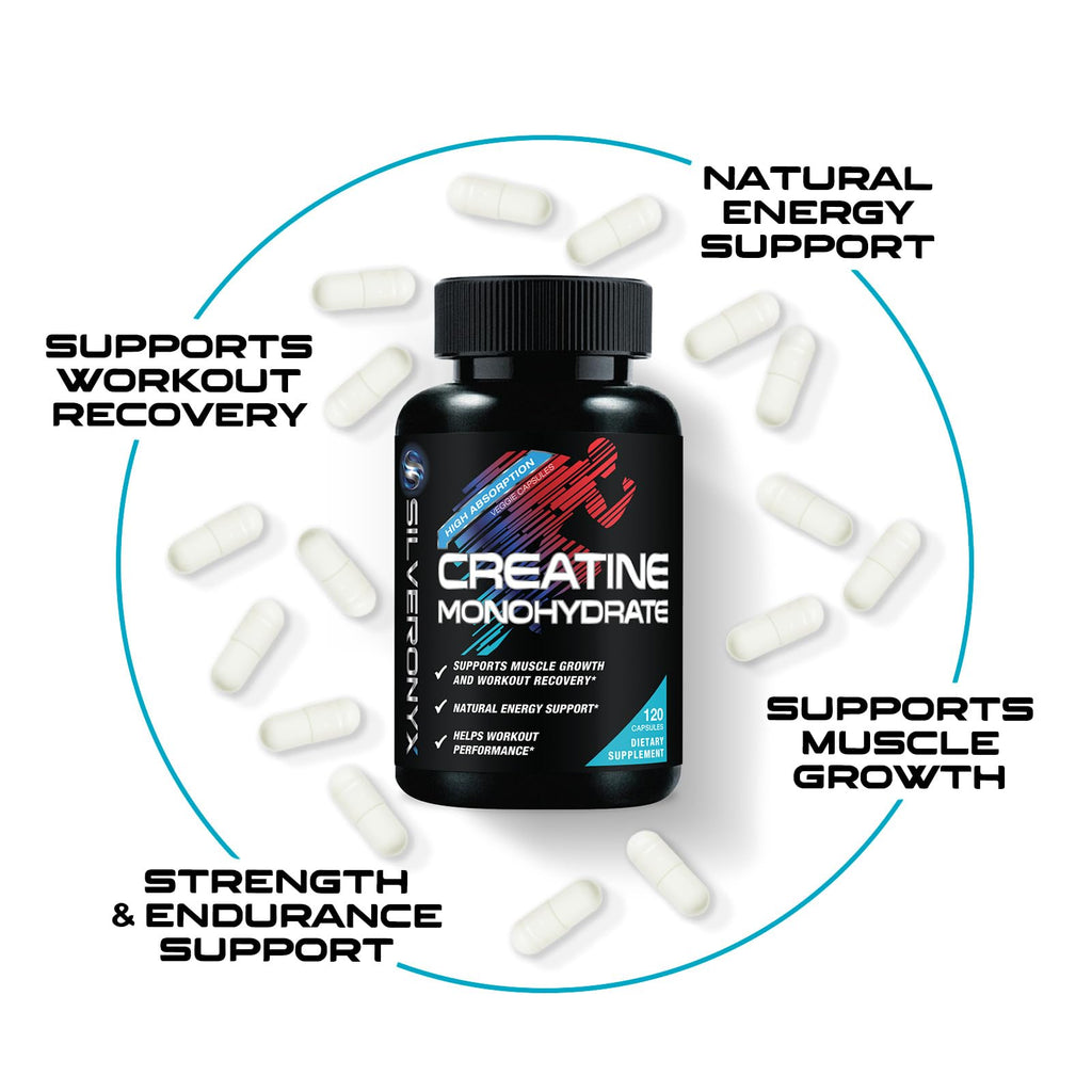 Creatine Monohydrate Capsules 3000mg – Micronized, Fast-Absorbing | 120 Caps