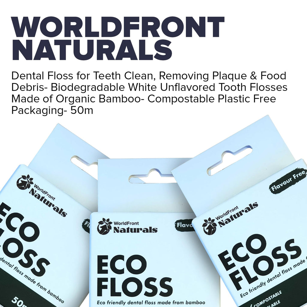 WorldFront Naturals Bamboo Dental Floss – Biodegradable & Plastic-Free (50m)