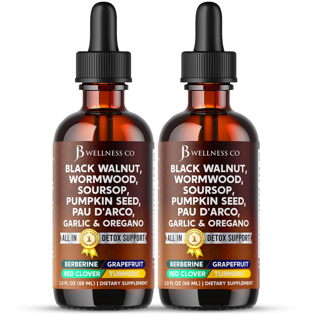 Wormwood Black Walnut Cleanse Drops – 4 oz with Soursop, Garlic, Pau D'Arco