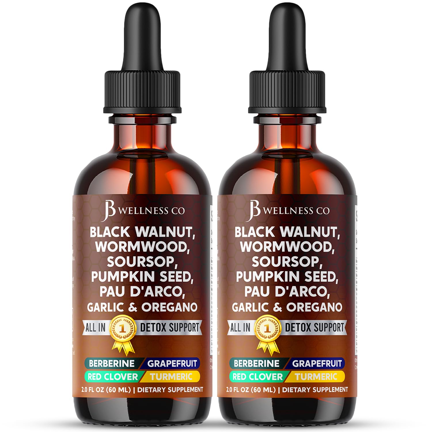 Wormwood Black Walnut Cleanse Drops – 4 oz with Soursop, Garlic, Pau D'Arco