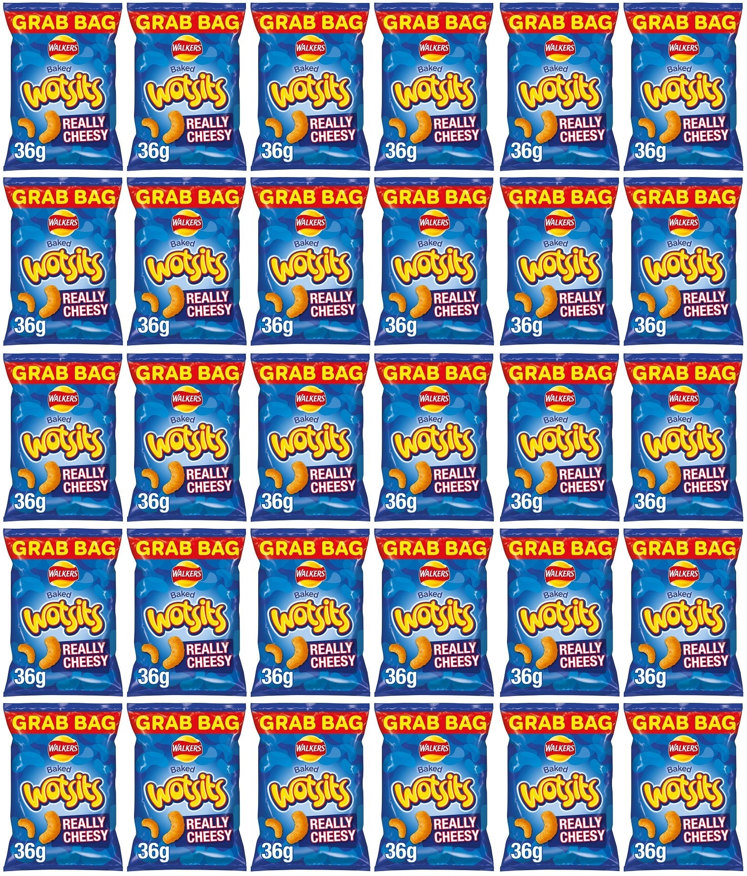 30 x Walkers Wotsits Really Cheesy Snacks Crisps 36G